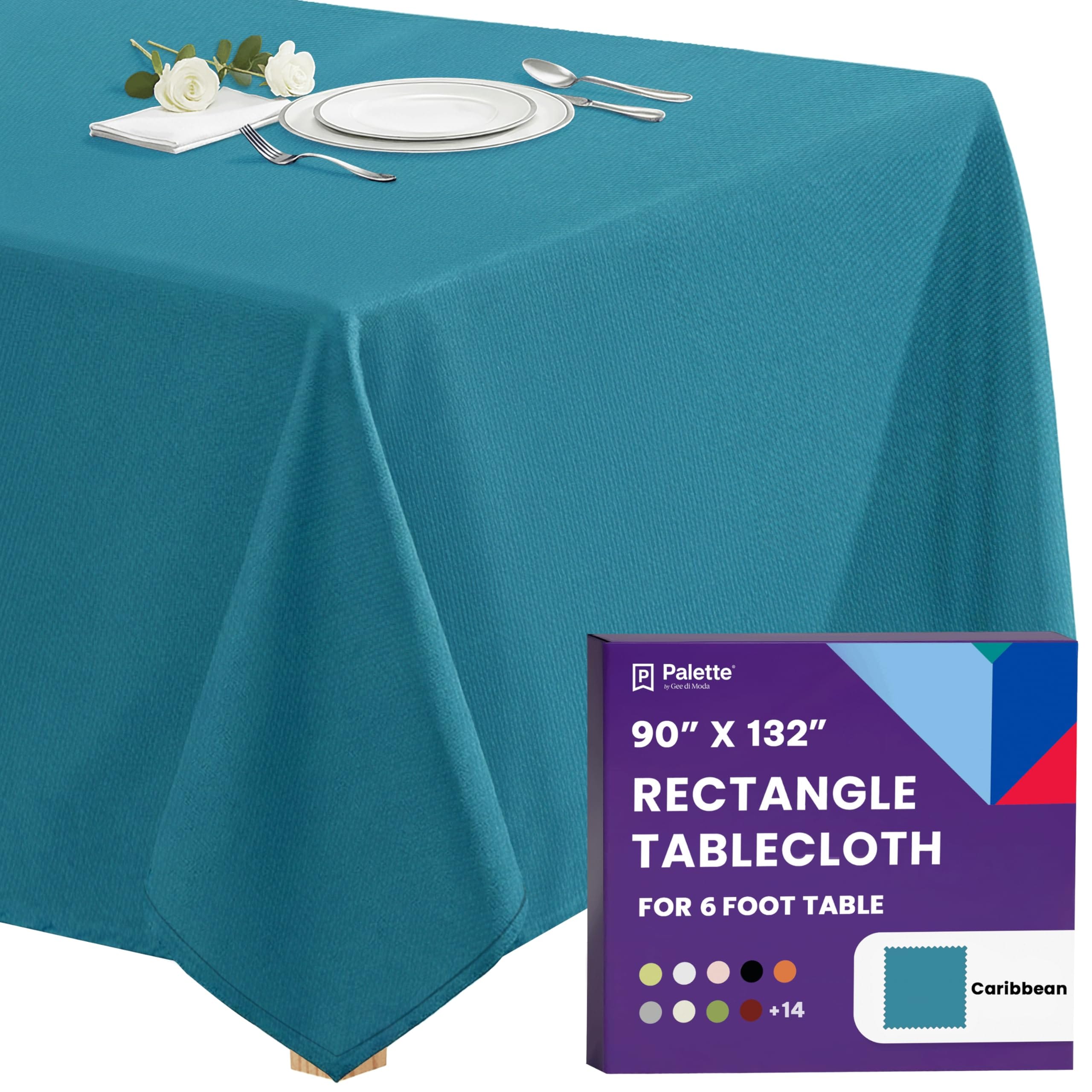 Gee Di Moda  Rectangle Tablecloth - 90 x 132 Inch Caribbean Rectangle Table Cloth - Heavy Duty Washable Fabric - for Buffet Table Holiday Party Dinner Wedding and Baby Shower
