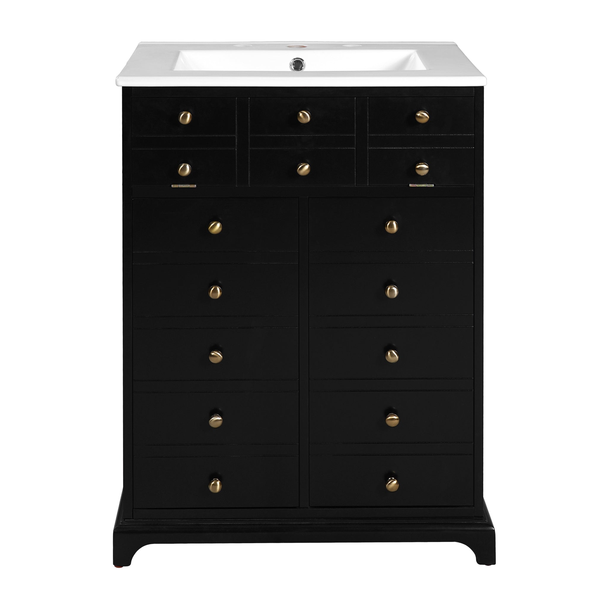 Vanityfus  24.01-in Black Bathroom Vanity Single Sink Combo with Ceramic Top Undermount 2 Soft Close Doors 1 Drawer
