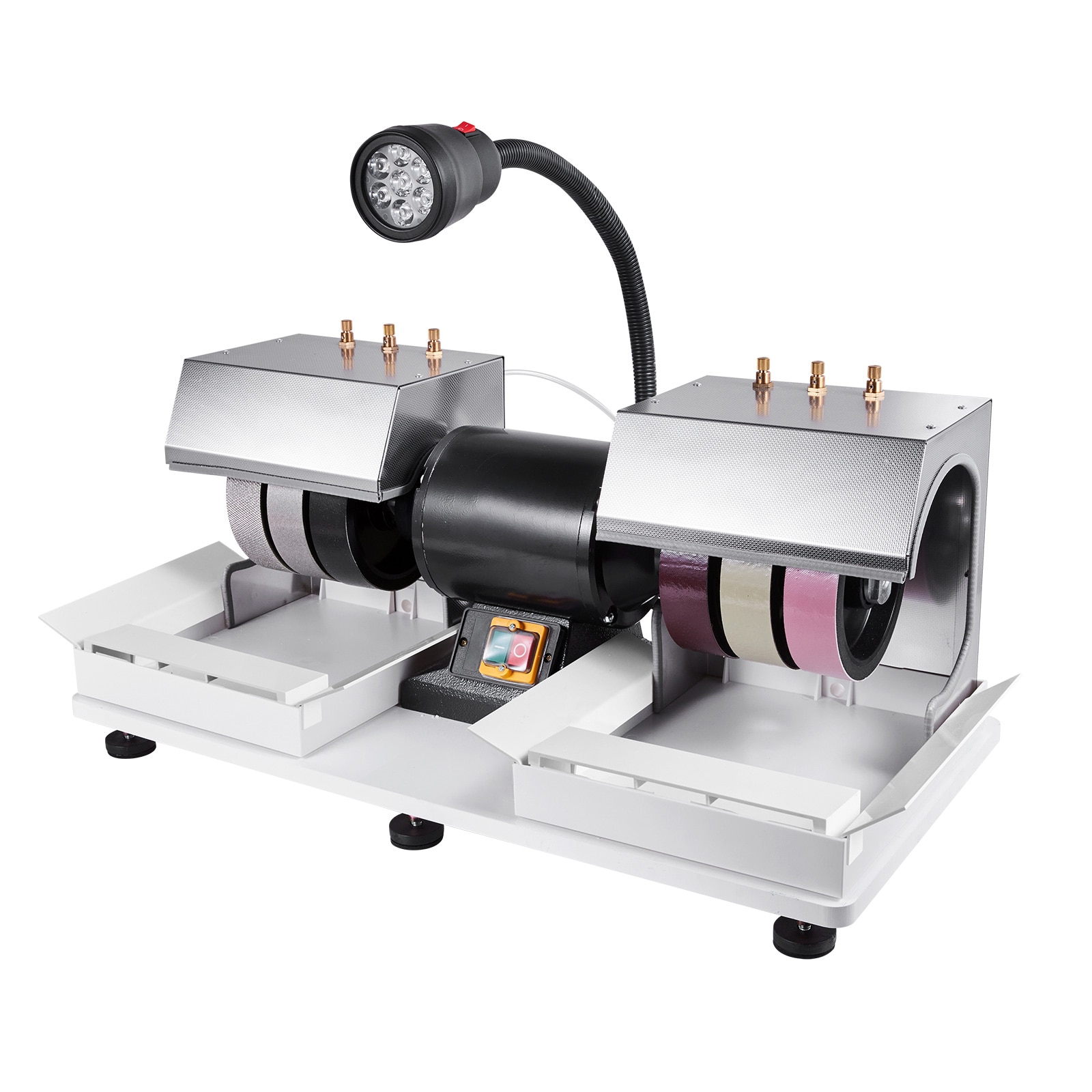 SVOPES SVOPESLSPGJGJ04075V1 6 inch Cabbing Machine 1/4HP 1800rpm Lapidary Rock Grinder and Polisher with Lamp and Water Pump Gem Faceting Machine for Gemstones and Jade Ideal for Cabochon Creation