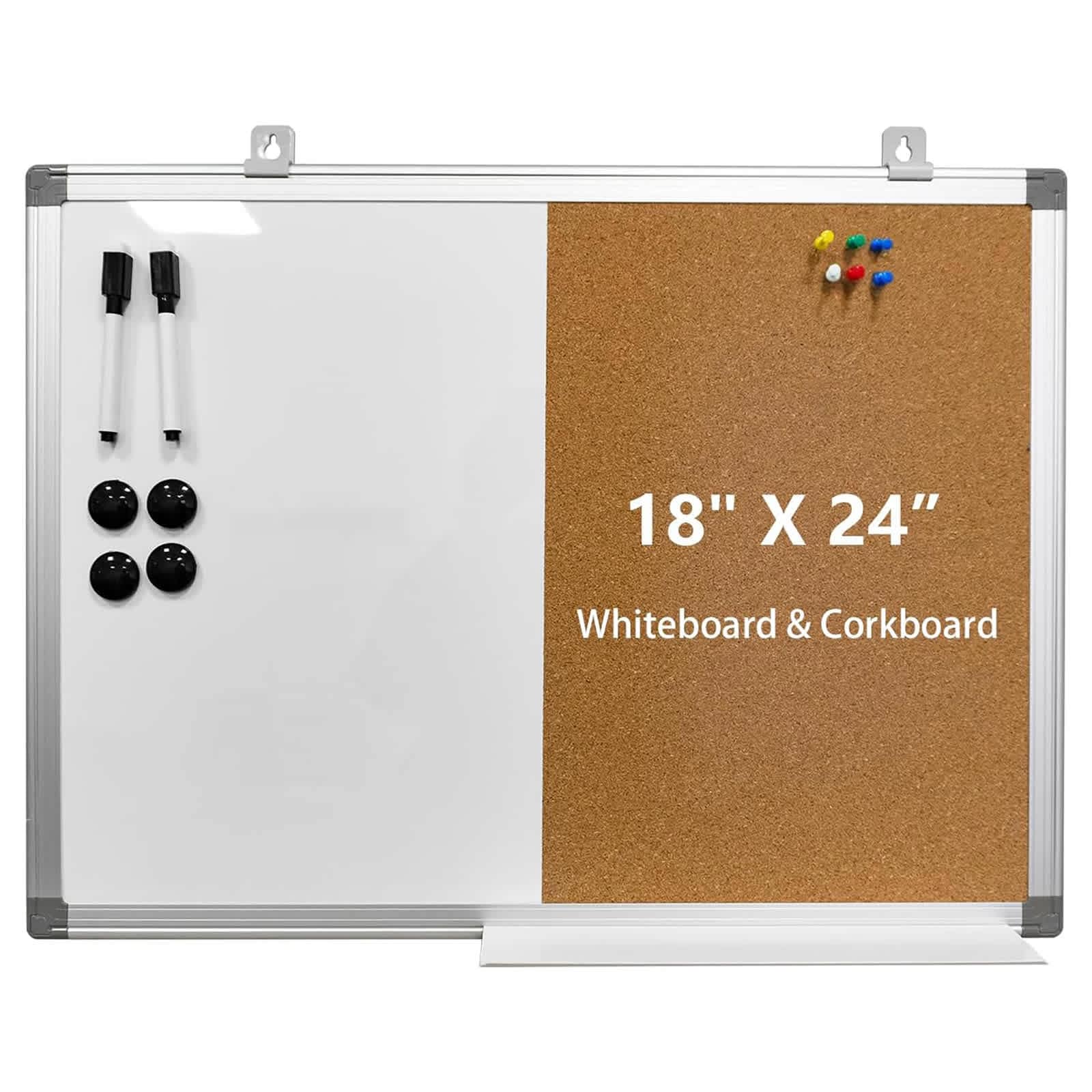 Aoibox 1 Piece 18 x 24 Inch Magnetic Whiteboard and Cork Board Combo ...