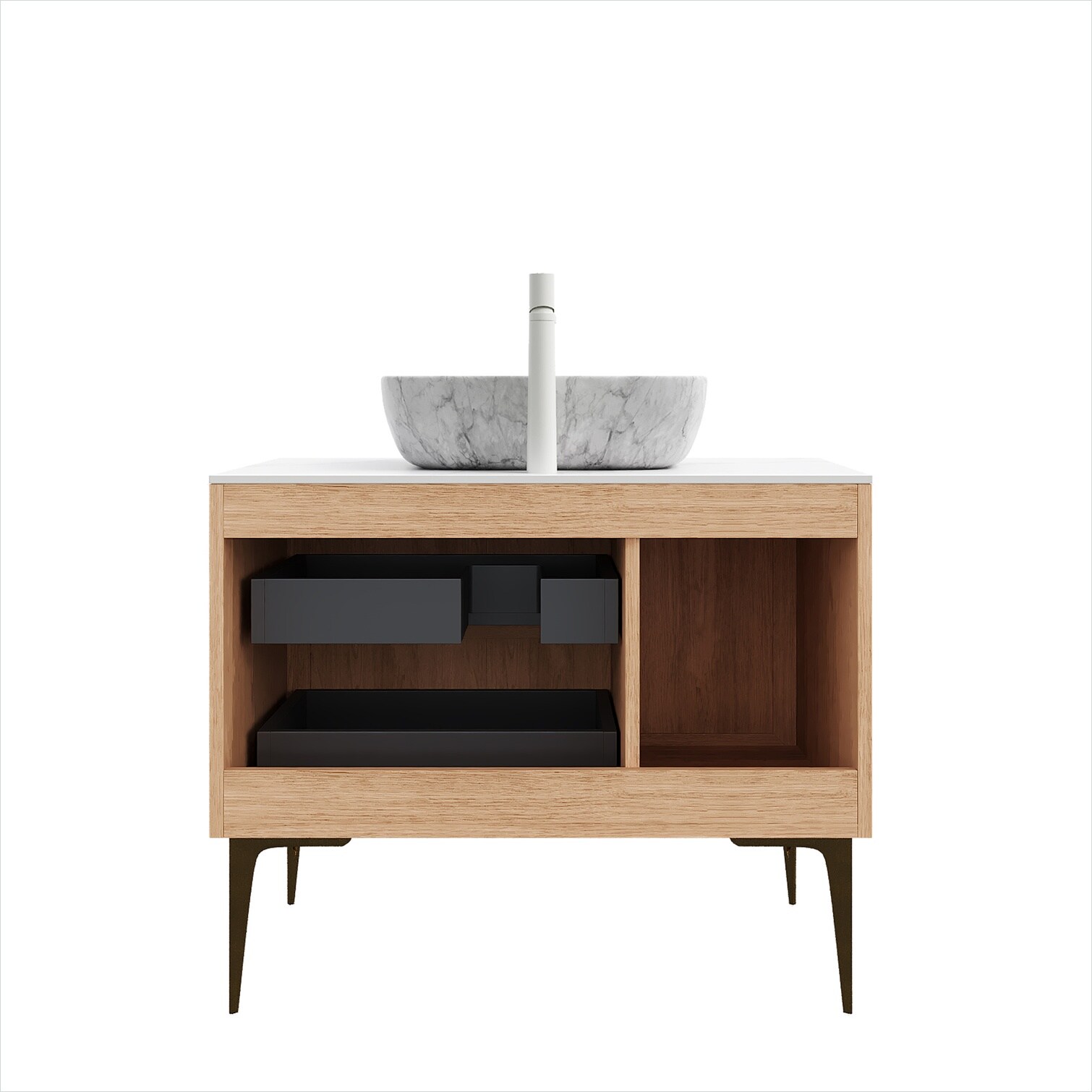 SunJet 36-Inch Freestanding Bathroom Vanity with Carrara White