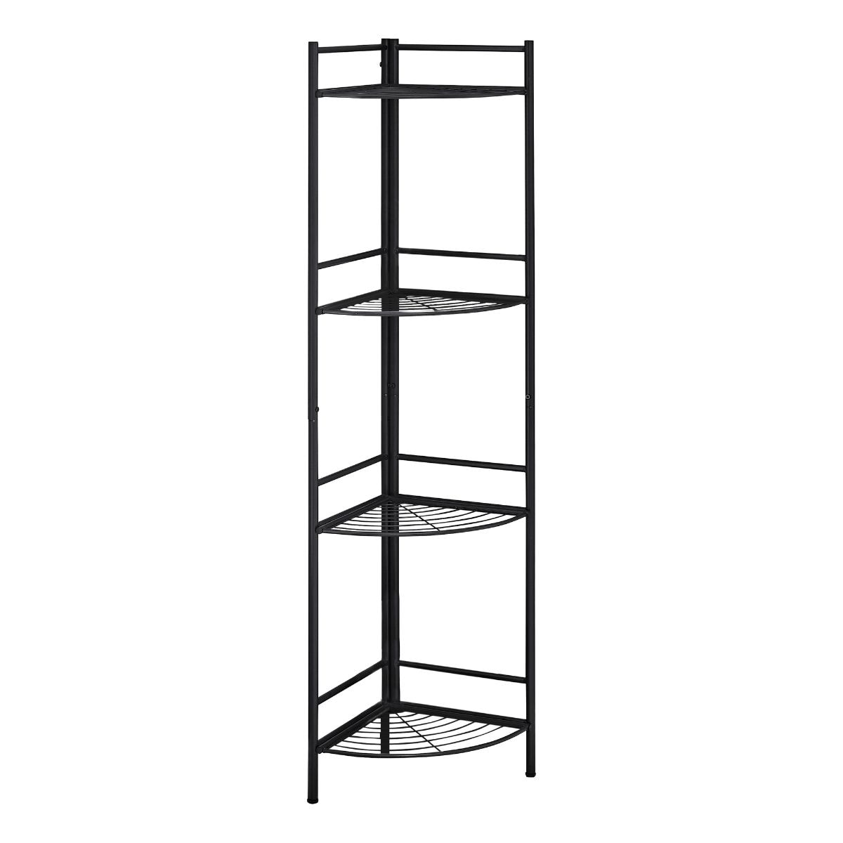 Jasmine Black Metal 4-Shelf Corner Bookcase (15.5-in W x 57.75-in H x 13.5-in D) | - HomeRoots 366069