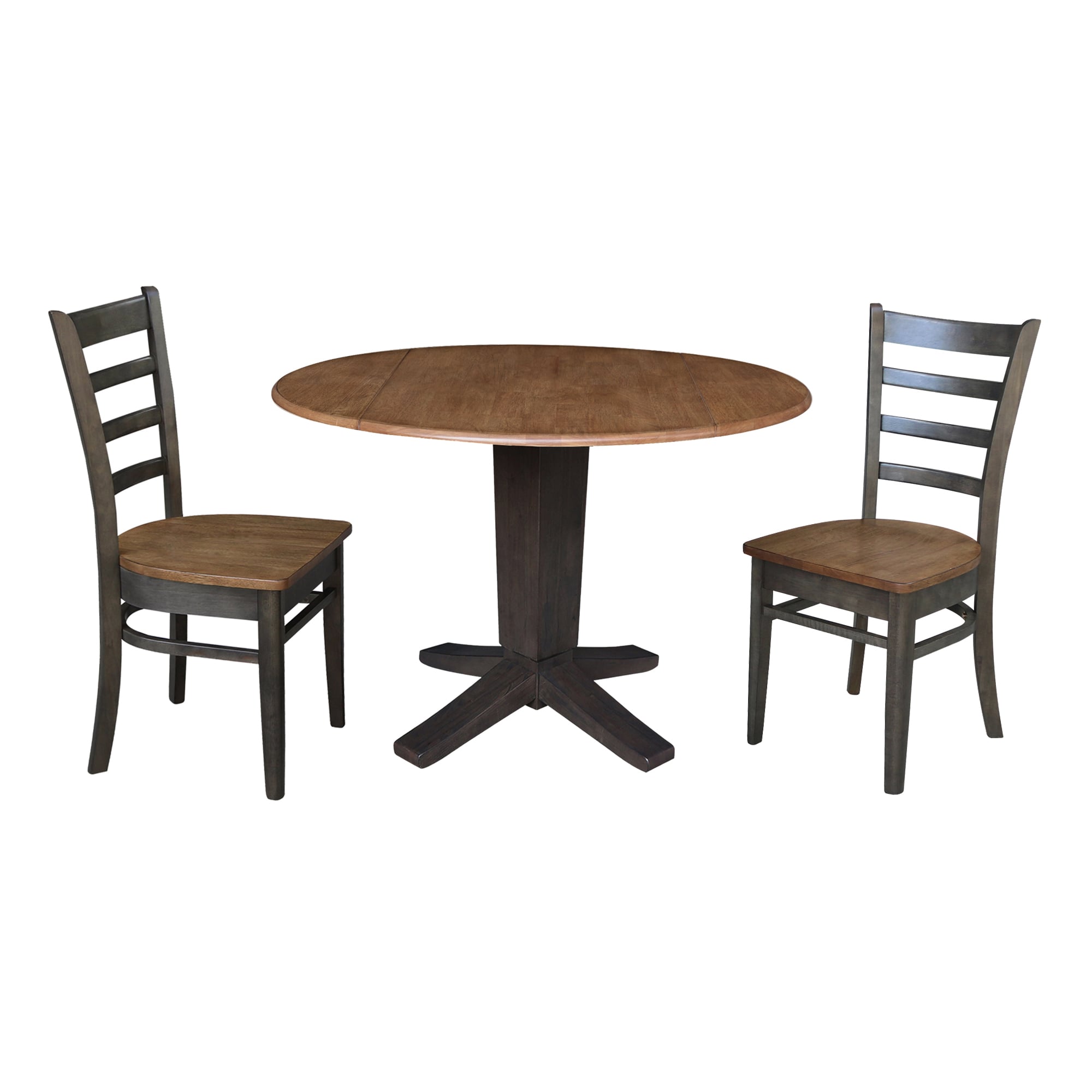International Concepts K45-42DPT-23B-C617-2 Hickory/Washed Coal Traditional Dining Room Set with Round Table ( Seats 4 )