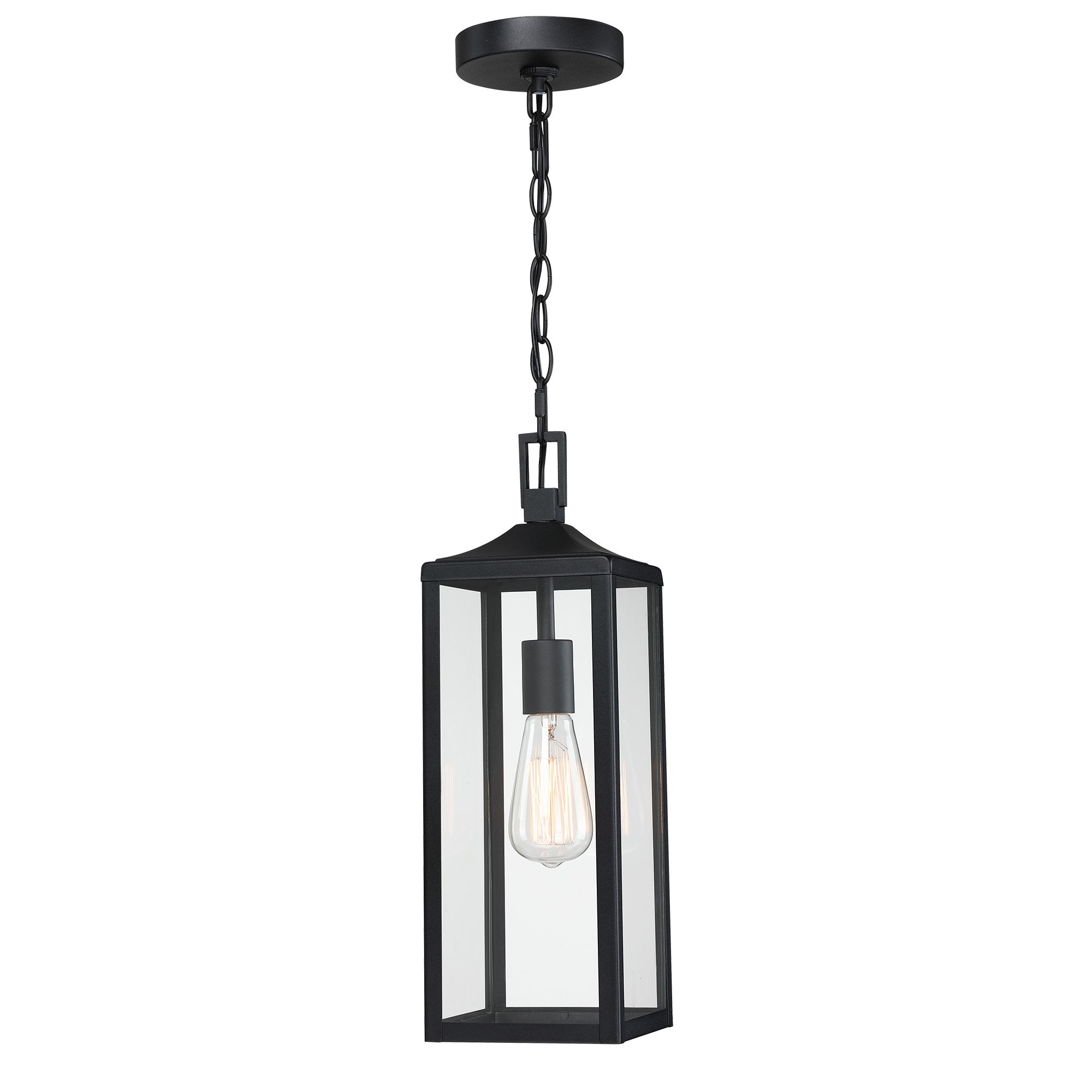 Hukoro FL16171-PL-BK Matte Black Modern/contemporary Clear glass Geometric Large Hanging Pendant light