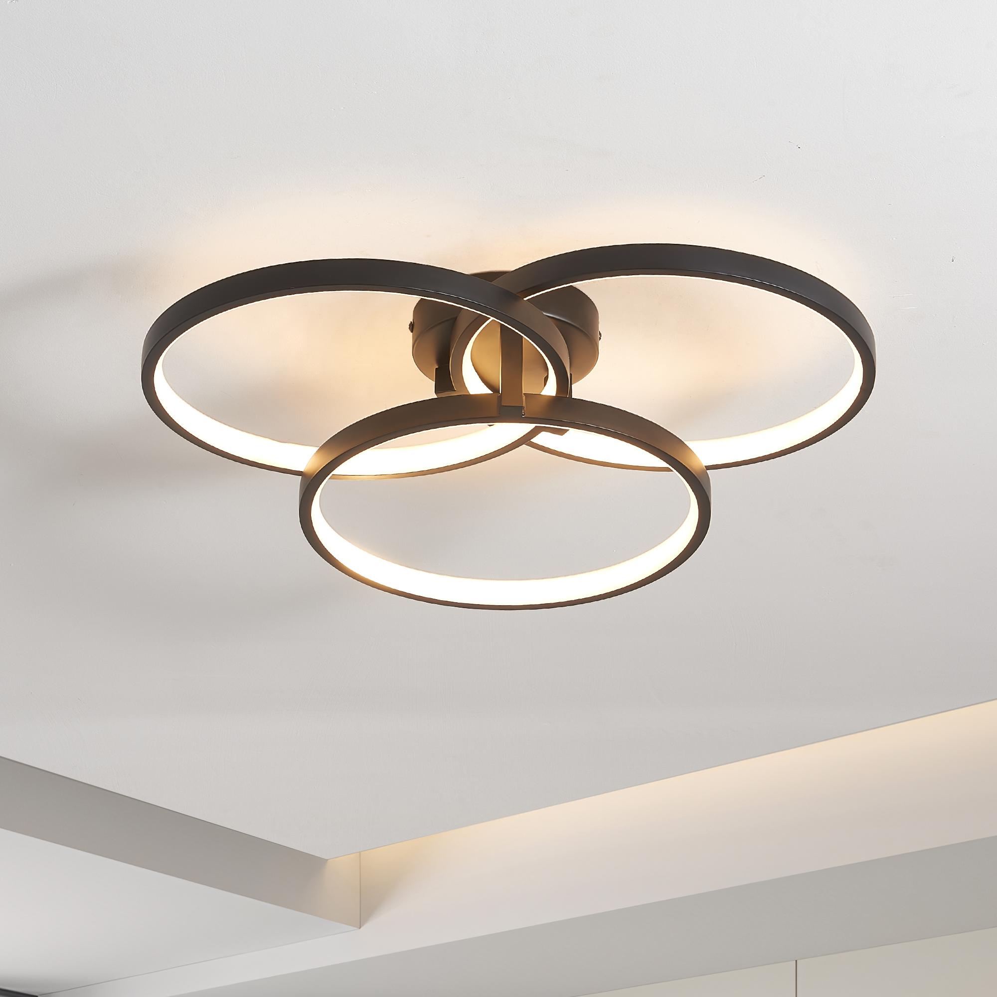 Bayfeve BFHM-5549-LT 3-Ring Flush Mount LED Fixture 1 -Light 19.7-in Black Integrated LED Flush Mount Light