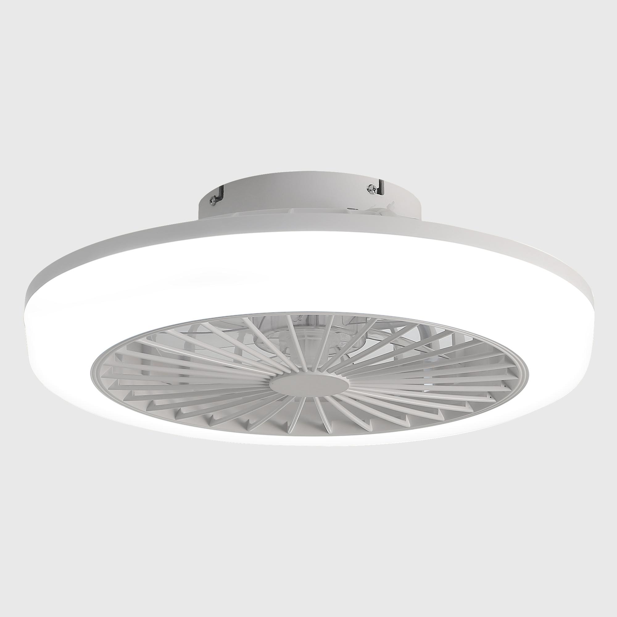 Bayfeve BFKS-30666-CF 18-in Color-Changing Integrated LED Outdoor Flush Mount White with Transparent ABS Blades Fandelier Ceiling Fan With Light - Remote Included ( 7 -Blade )