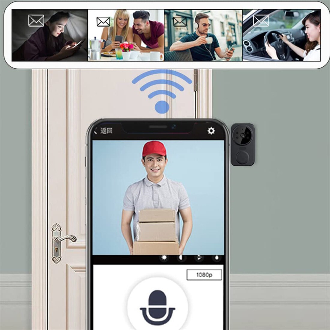 Aoile M8 Smart Wireless Video Doorbell 180 Head to Toe View Two Way ...