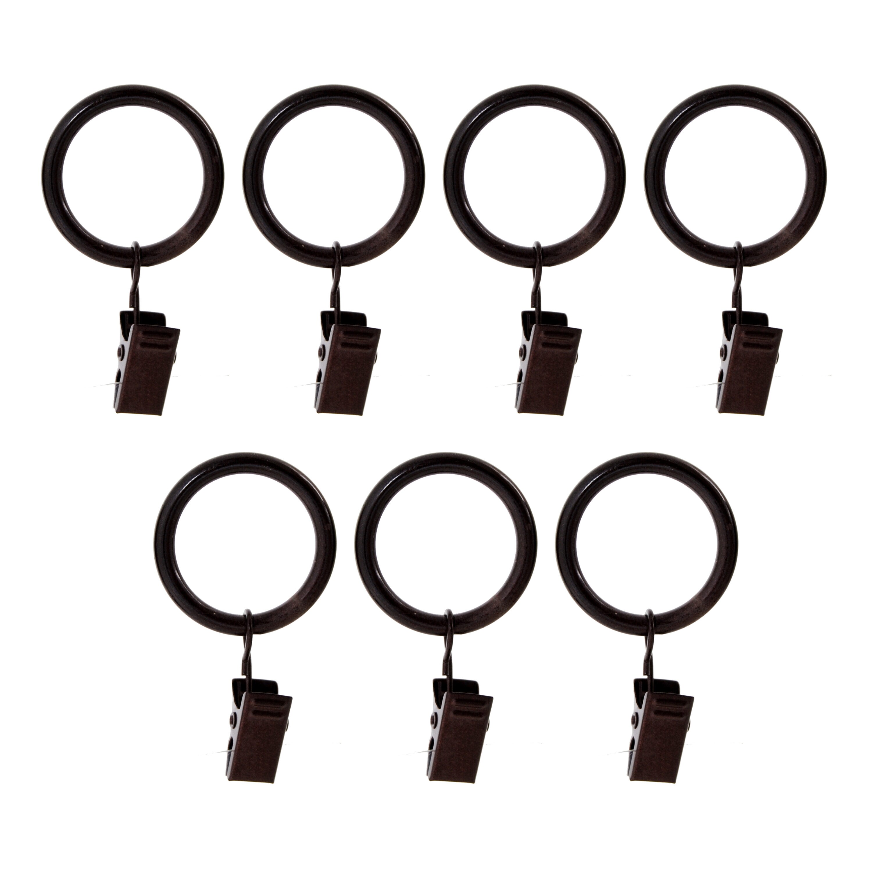 Versailles Home Fashions UR01-93 7 -Pack 0.75-in Espresso Steel Curtain ring with clip