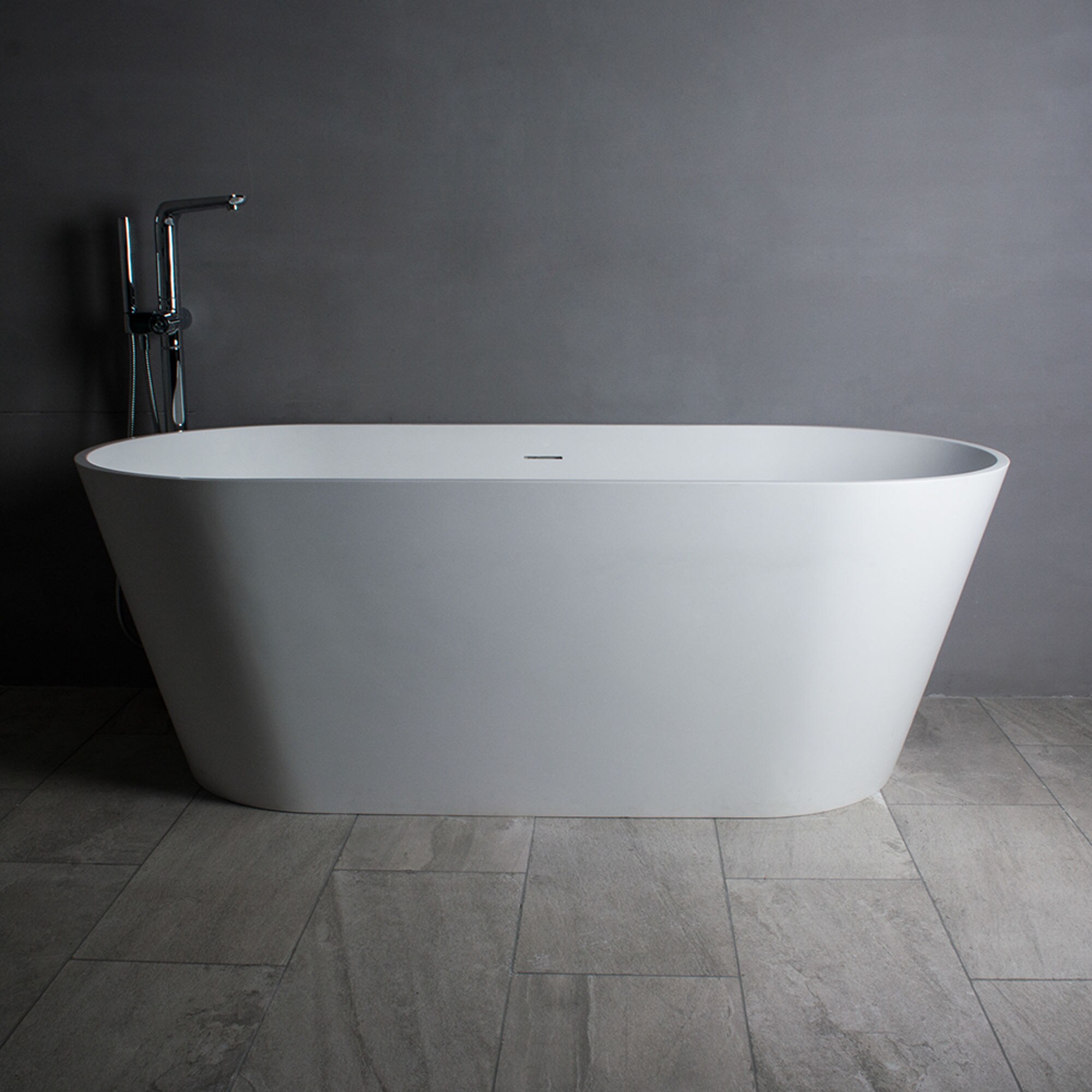 59'' White Matte Solid Surface Freestanding Bathtub