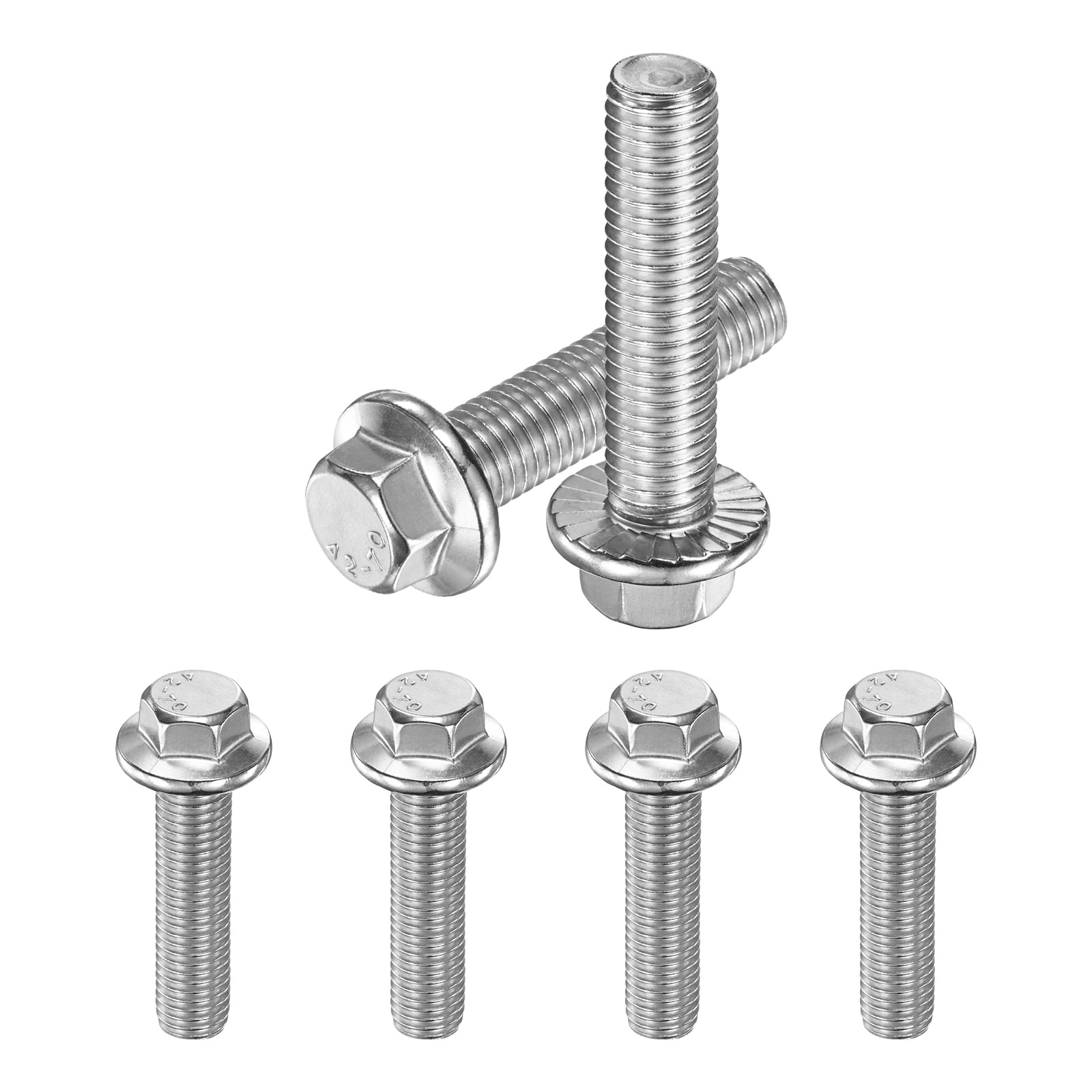 Unique Bargains 6pcs Flanged Hex Head Bolts M12 x 50mm 304 Stainless Steel External Hex Drive Screws Metric Fully Threaded Screw for Furniture Car DIY Project [Silver Tone]