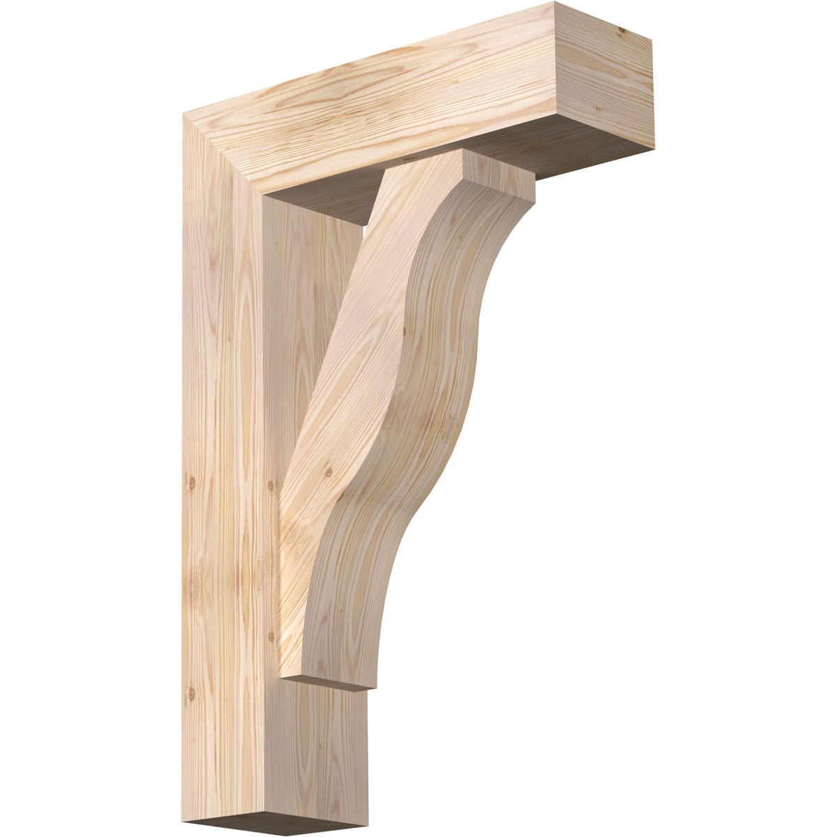 Ekena Millwork 1462577 Funston Block Smooth Bracket with Offset Brace Douglas Fir Wood Standard Bracket