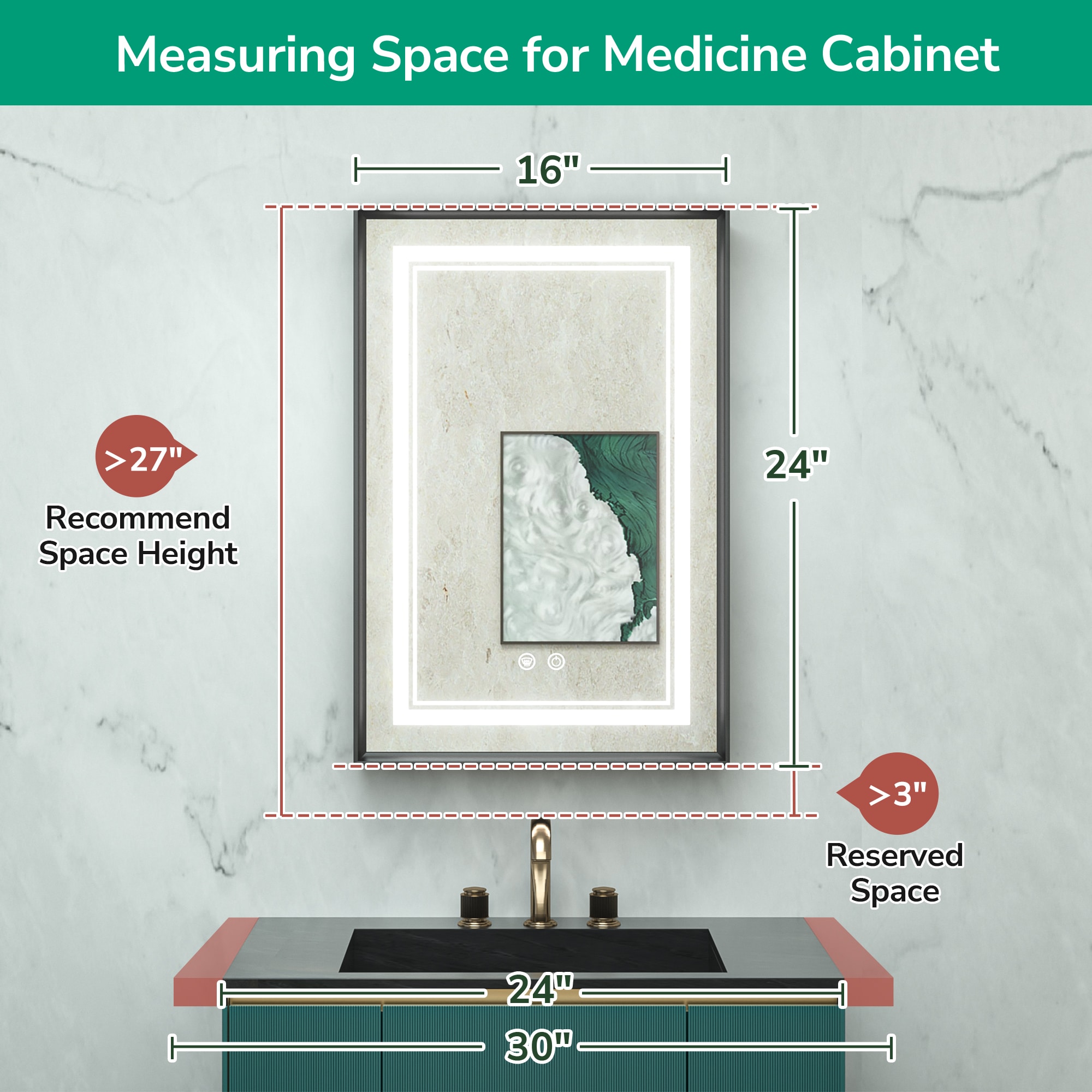 Keonjinn LW-JSKJG-FXZG-4161BK Bathroom-Medicine-Cabinets - View #2