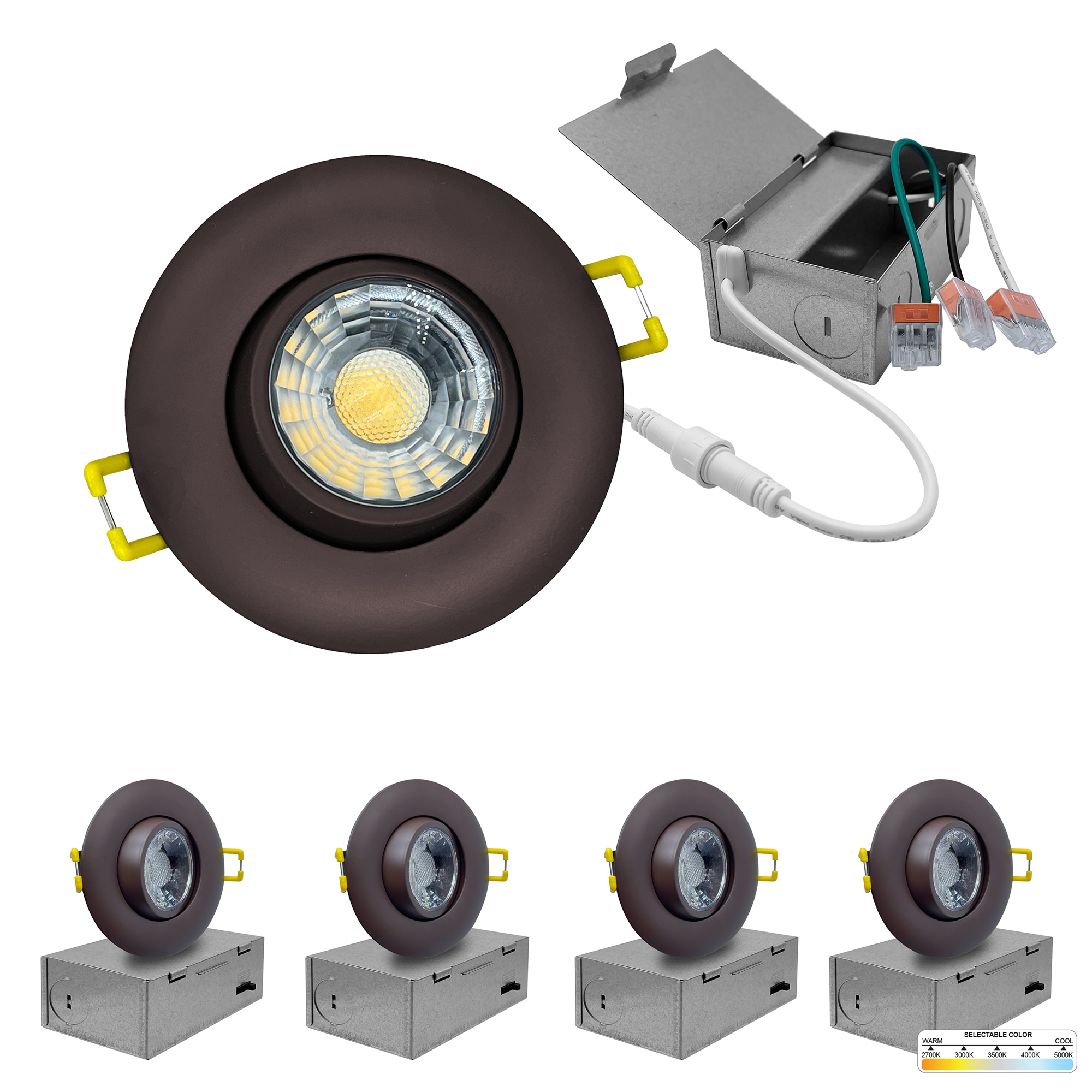 NUWATT Adjustable Lens Gimbal Lights Bronze 3-in 600-Lumen Switchable ...