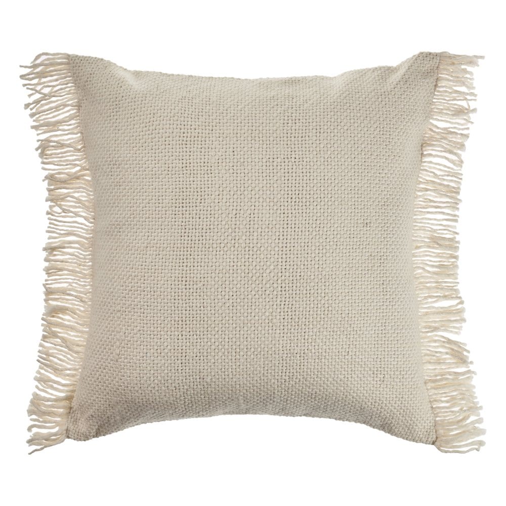 LR Home Ox Bay Hand-stitched Cream Distressed All-Natural Cotton Pillow Cover