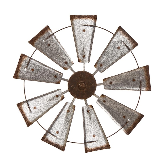 Glitzhome 22 05 In W X H Metal Farmhouse Galvanized Wind Spinner Wall Decor Country Sculpture The Accents Department At Com - Half Windmill Wall Decor Ideas