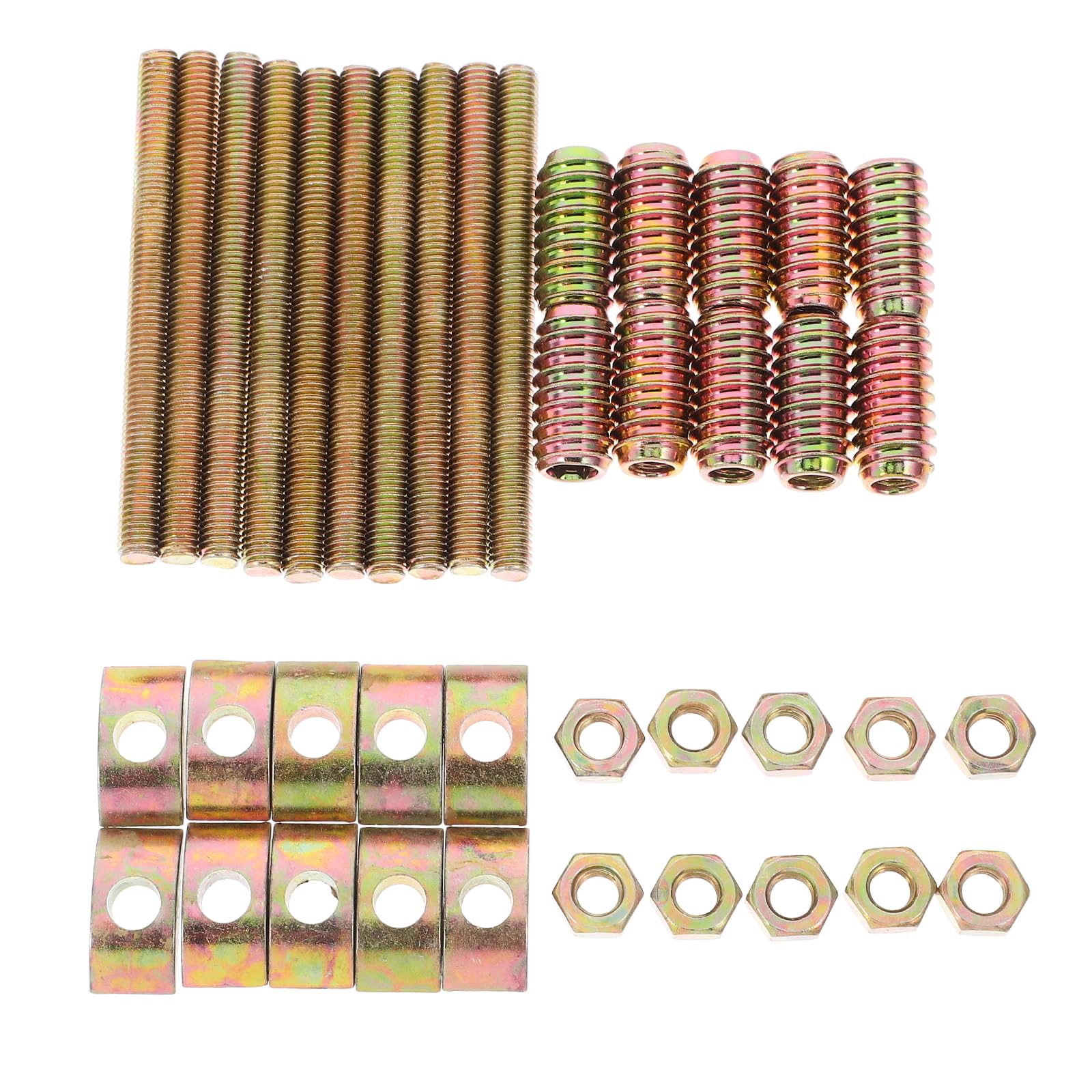 JVFCXXV  M8 Panel Furniture Connectors 10 Sets Four in One Table Bed Frame Assembly Hardware Kit with Half Moon Spacers Nuts Screws