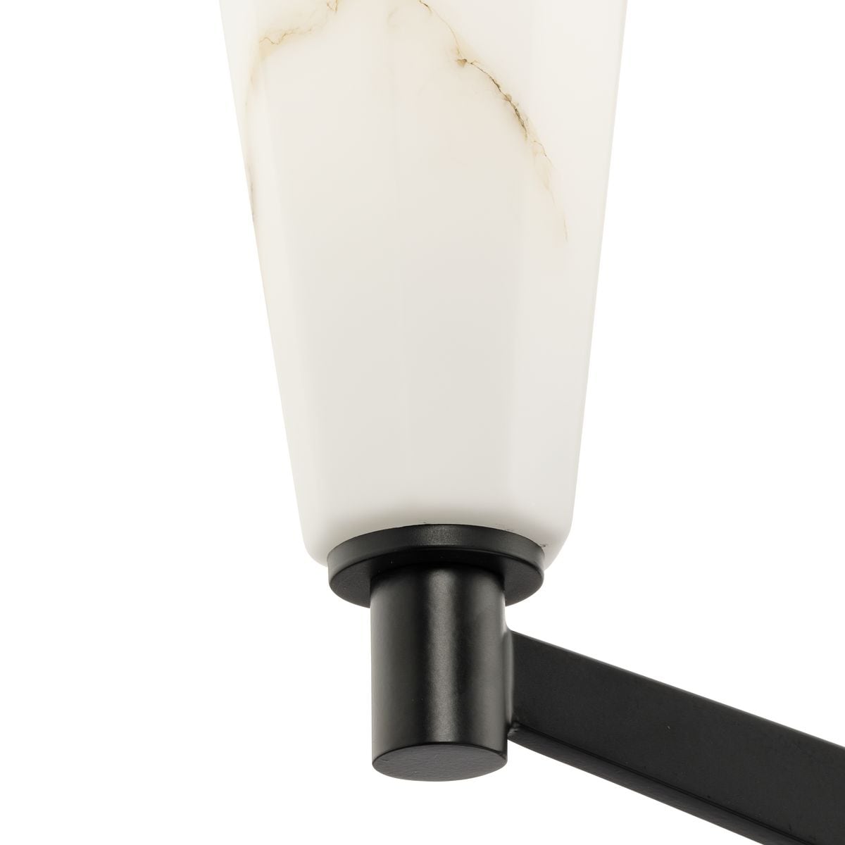 Matte Black Steel 6-Light Chandelier with Faux Alabaster Shades