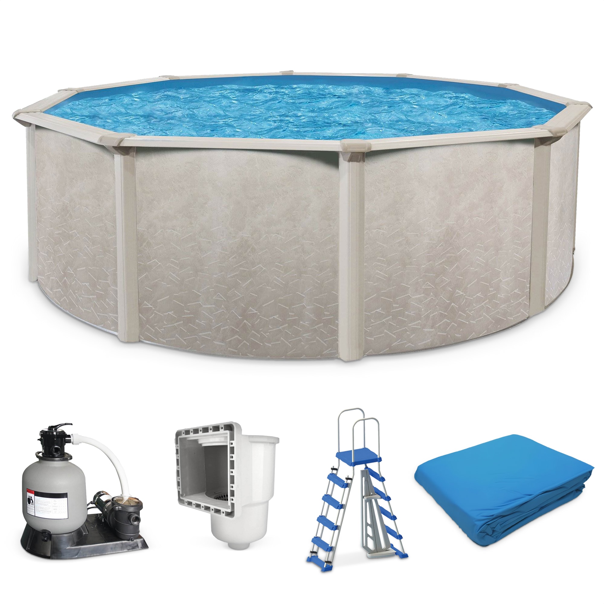Aquarian 109175 24-ft x 24-ft x 52-in Steel wall panels Round Above-Ground Pool with Filter Pump with Ladder