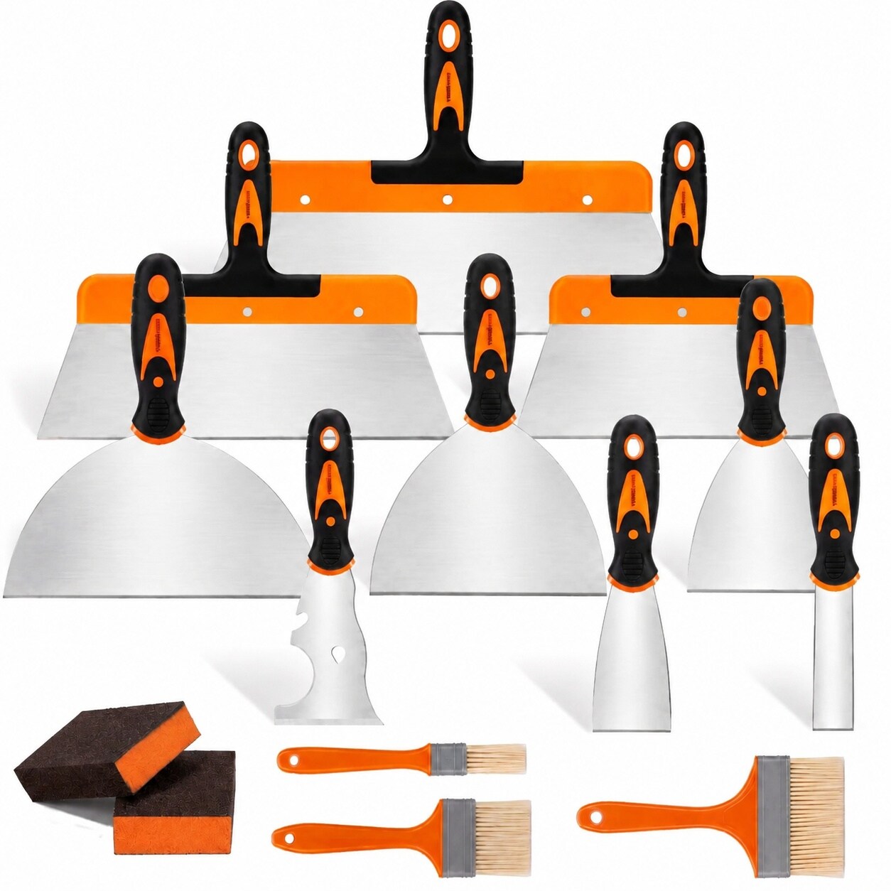Phyfalip 14 Piece Putty Knife Set Stainless Steel Drywall Scraper Tools ...