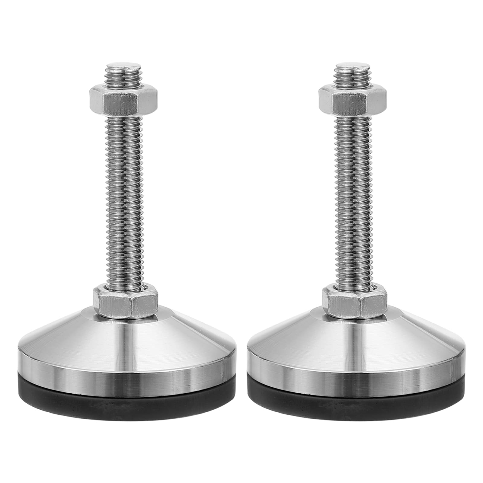 PATIKIL Furniture Leveling Feet 3.2inch Dia Base M16 Thread 2pcs Carbon Steel Adjustable Threaded Furniture Levelers Screw on Leg Leveler with Pads for Desk Chair Cabinet Black