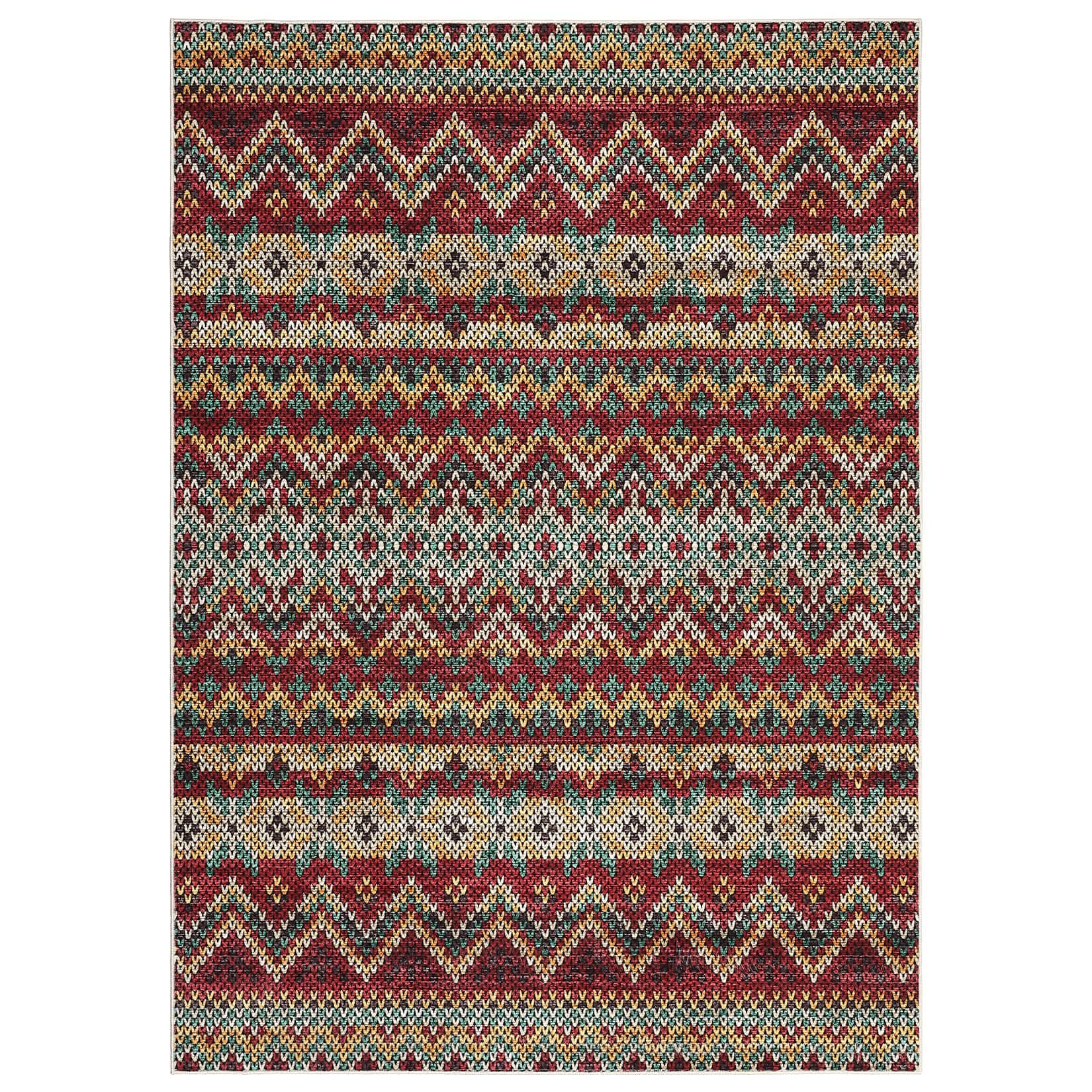 Qeetex LSN-PHK-34RN3TLE 8 x 10 ft Polyester Cashmere Dark Red Rectangular Hallway Bathroom Entryway Kitchen Office Foldable Geometric Modern Washable Area Rug
