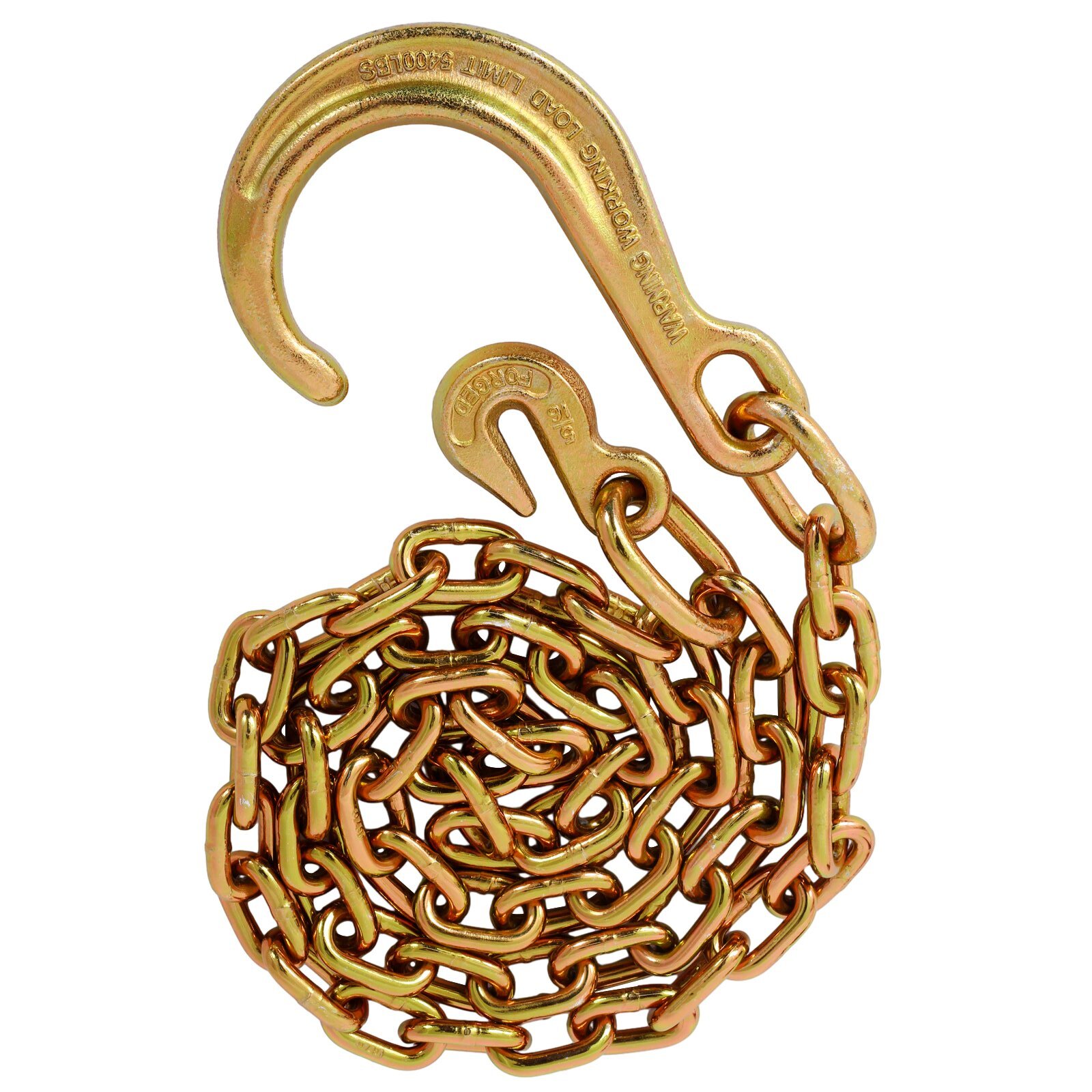 Kahomvis GH-QP214-695 Tow Chain with 8-in Forged J Hook and Grab Hook- Grade 70 Chain- 6 Foot- 4,700 Pound Safe Working Load