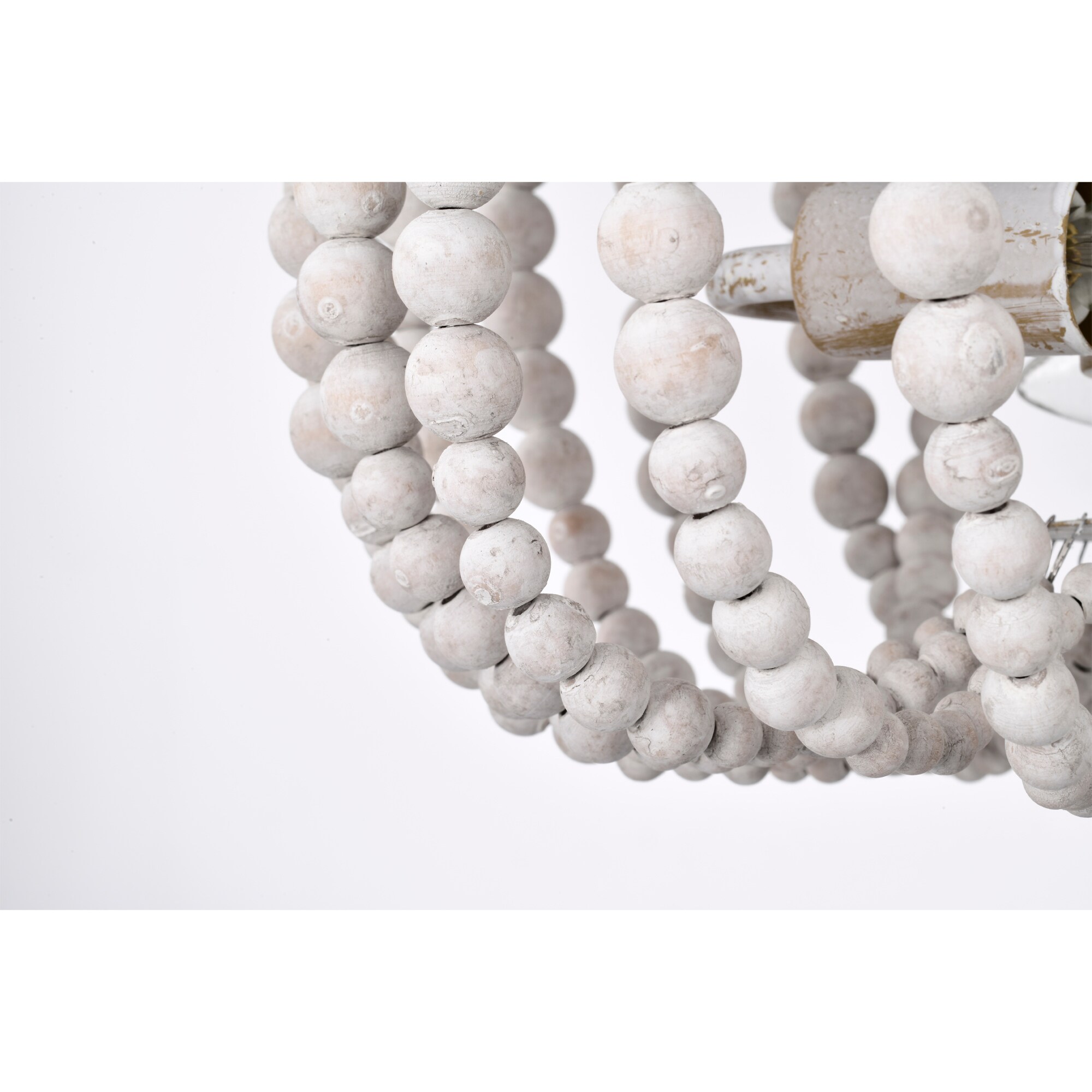 Matte Gold and Weathered White Beaded Bowl Flush Mount Light