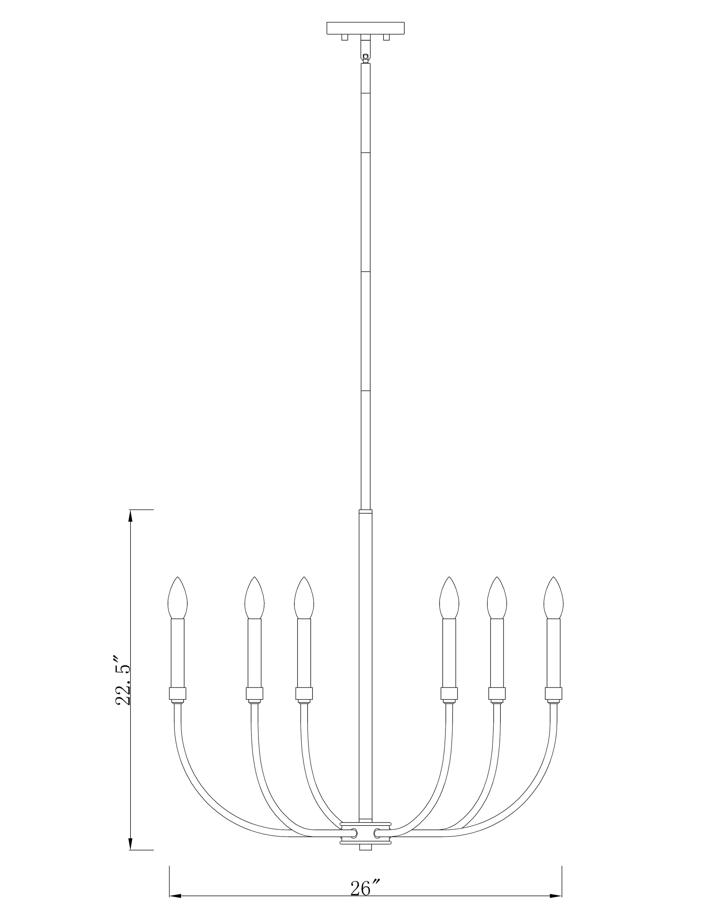 Matte Black and Brushed Nickel 6-Light Candelabra Chandelier