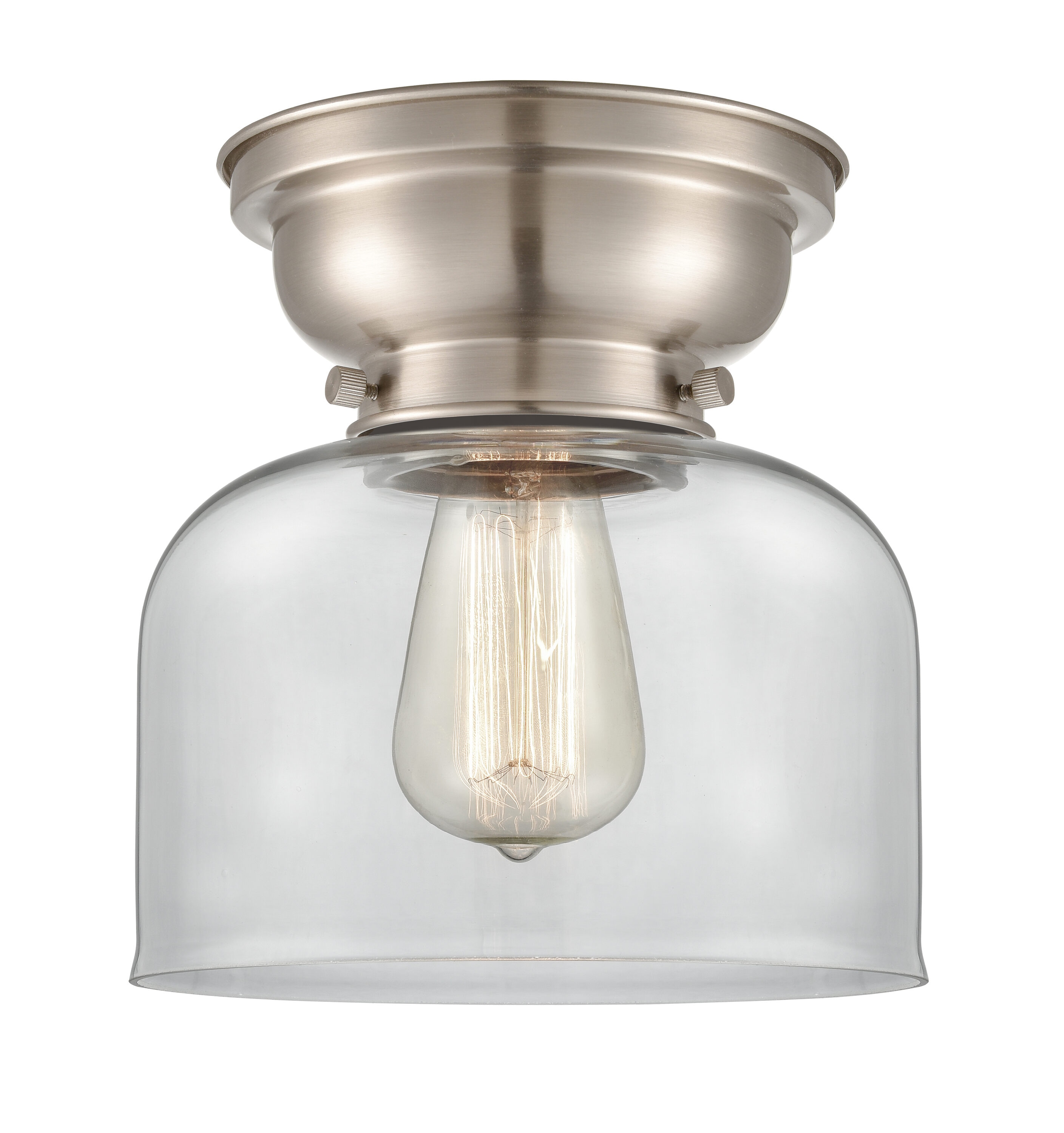 Innovations Lighting 623-1F-SN-G72 Bell 1 -Light 8-in Brushed Nickel Flush Mount Light