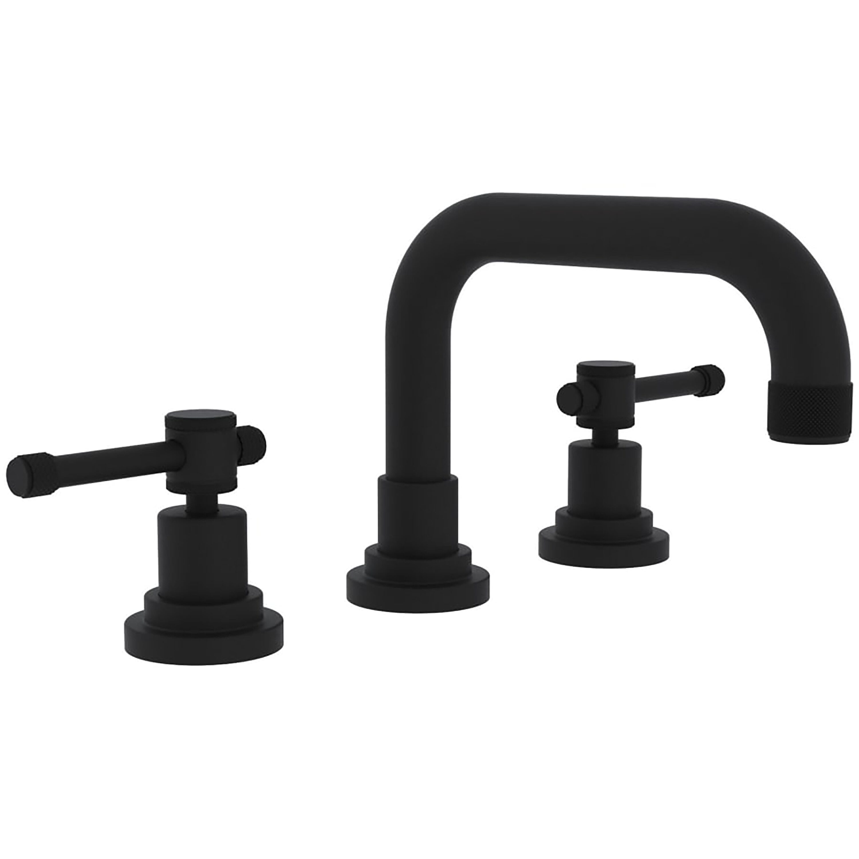 Rohl A3318ILMB-2 Matte Black Widespread 2-handle Low-arc Residential Handle Bathroom Sink Faucet with Drain