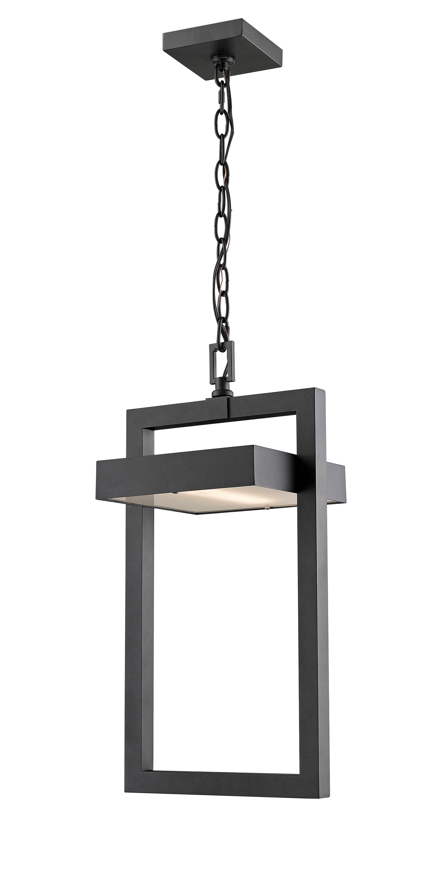 Z-Lite 566CHB-BK-LED Luttrel 1 -Light Black Modern/contemporary Frosted glass Lantern Medium Outdoor Hanging Pendant light
