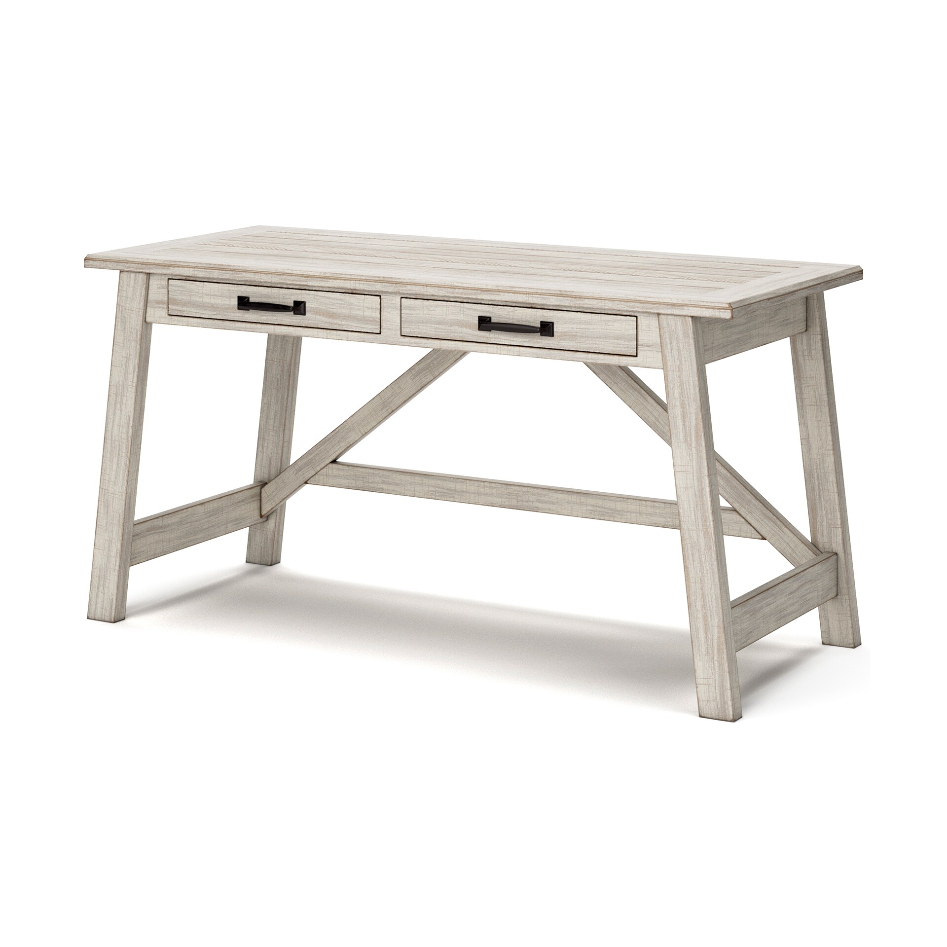 Signature Design by Ashley Carynhurst 60 Inch Whitewash Home Office Desk with 2 Storage Drawers
