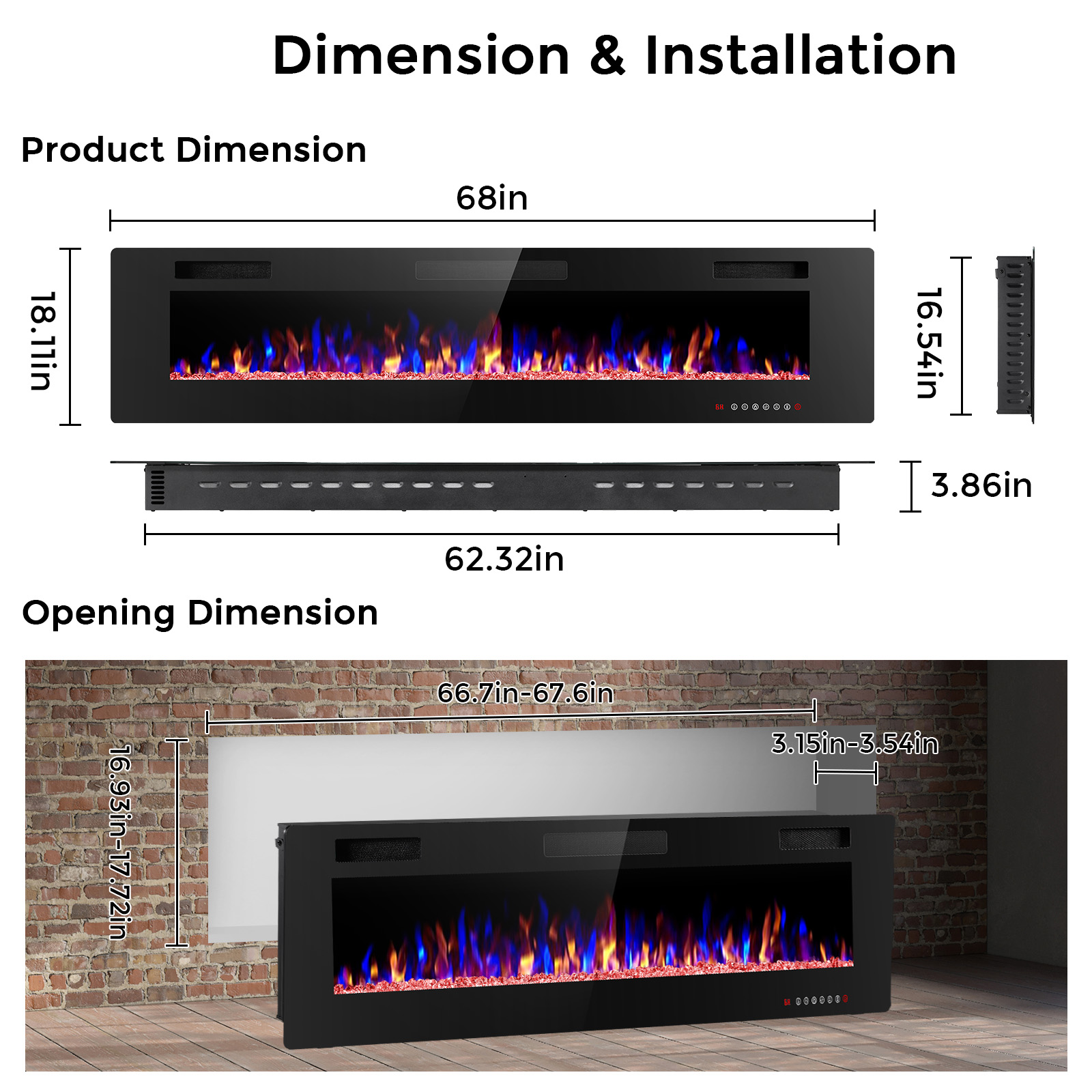 COWSAR 868C3U Electric-Fireplaces - View #5