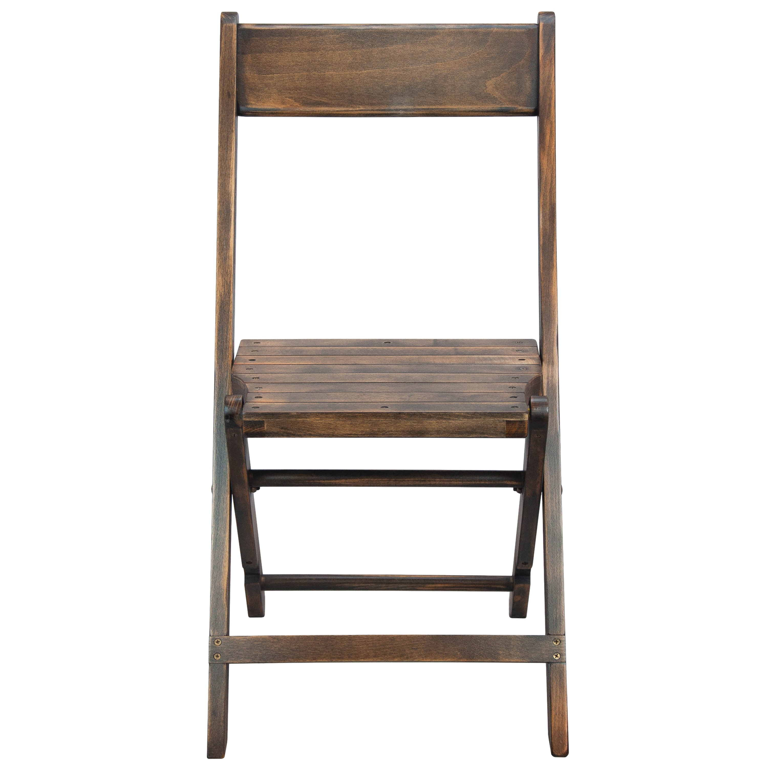 Antique Black Slatted Wood Folding Event Chair, Set of 4