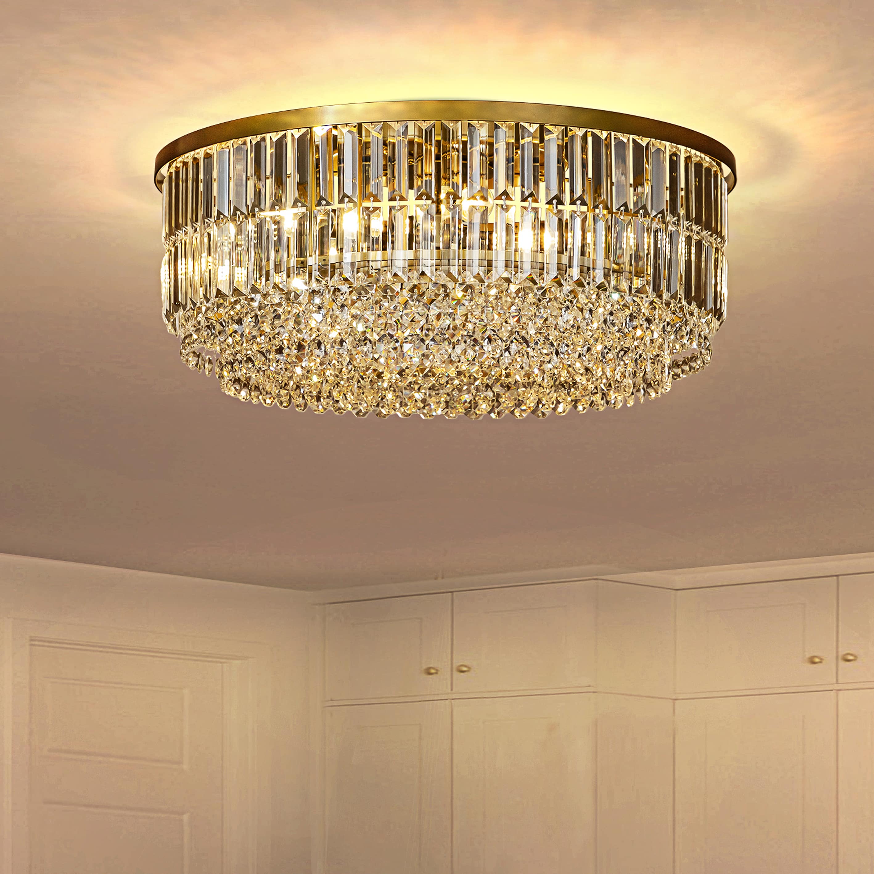 AloaDecor Lighting LC7072D60BR05B 5 -Light 23.6-in Antique Gold Flush Mount Light