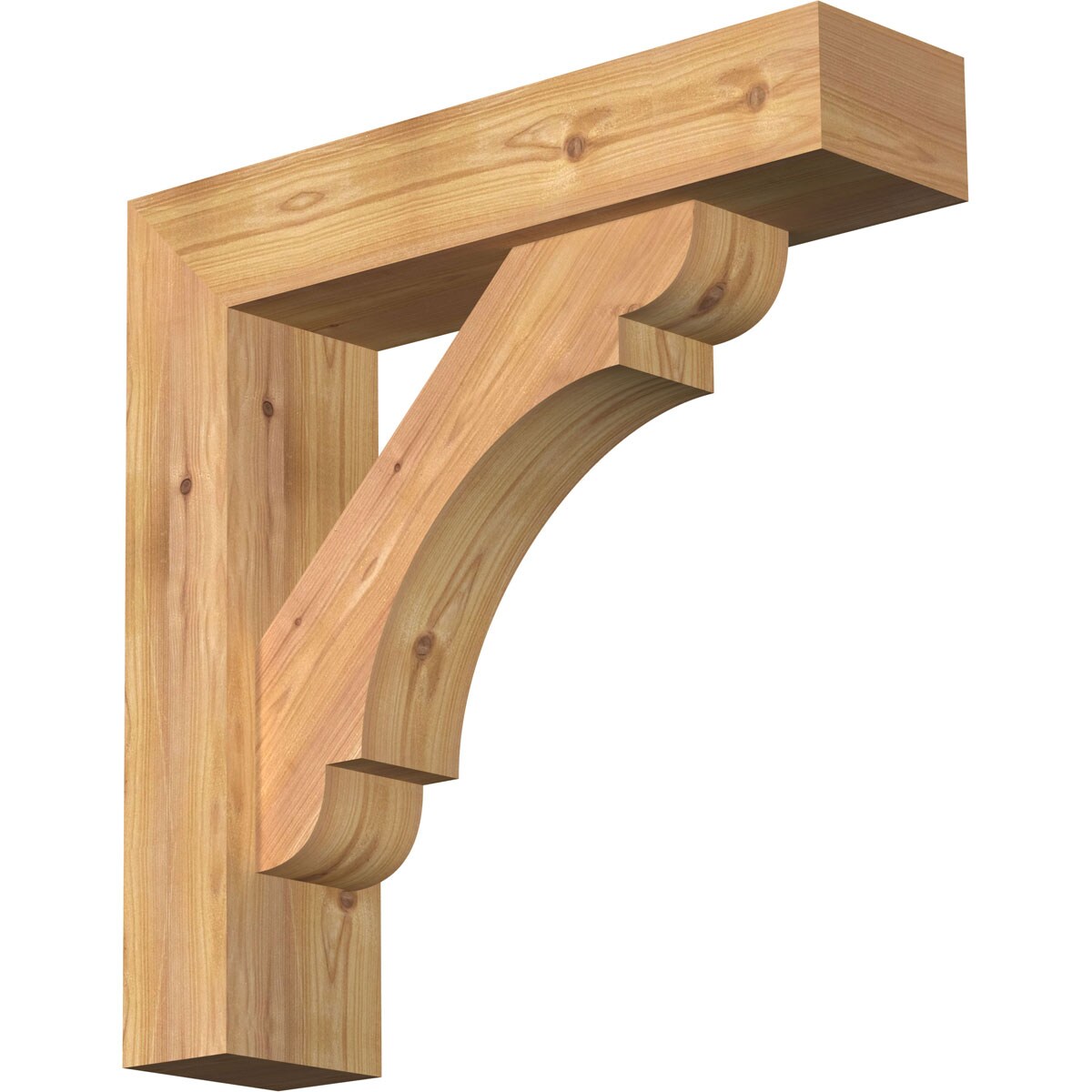 Ekena Millwork 1463541 Olympic Block Smooth Bracket with Offset Brace 5-1/2-in x 22-in x 22-in Western red cedar Brown Wood Standard bracket