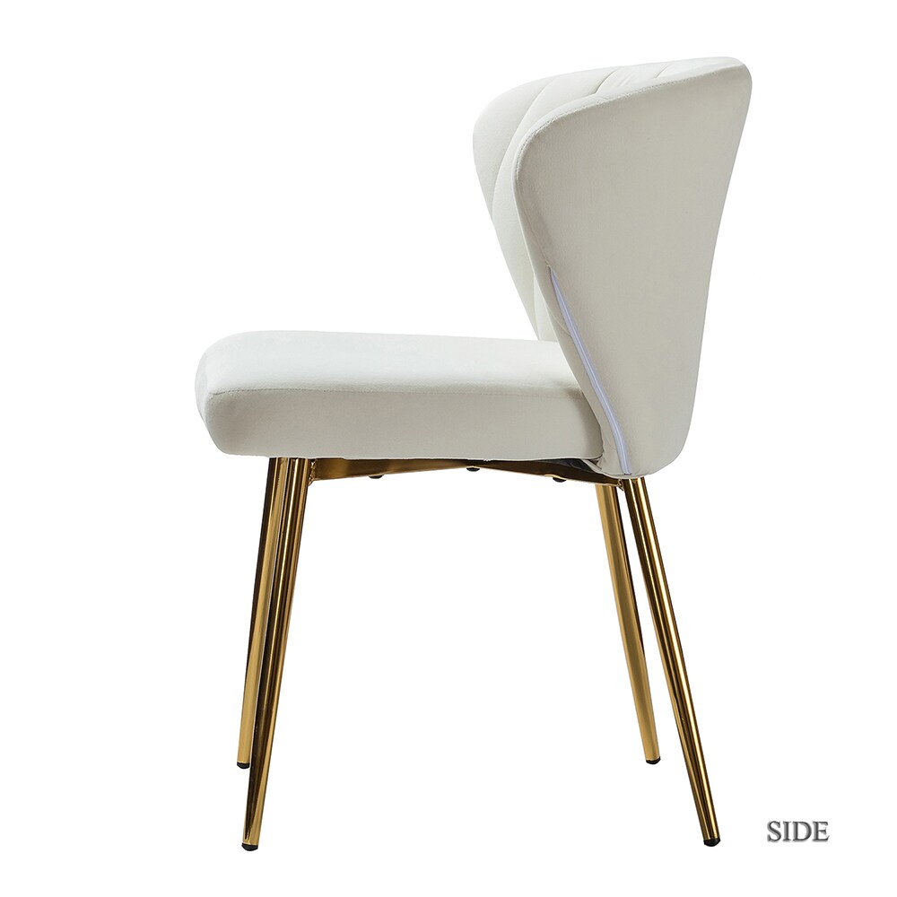 14 Karat Home Casual Ivory Velvet Accent Chair CHM6125A-IVORY at Lowes.com