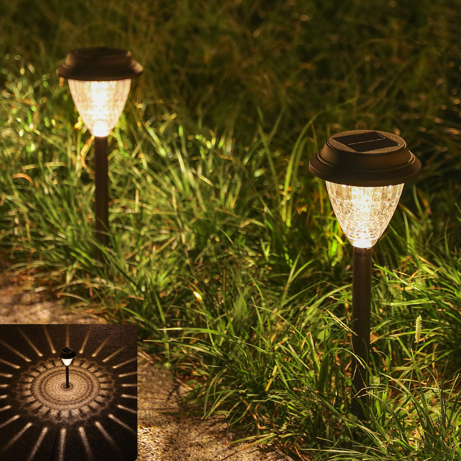 LamQee 8Pcs 16.5In Solar Outdoor Lights Garden Colorful Waterproof ...