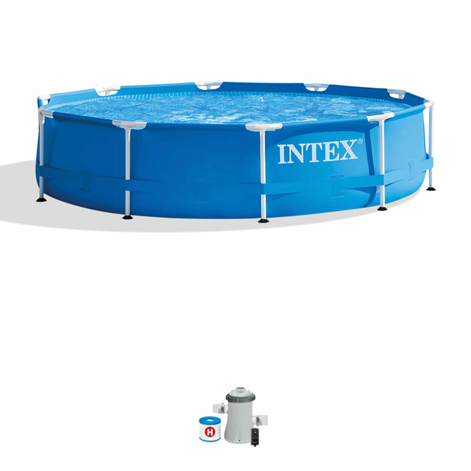 Intex 10-ft x 10-ft x 30-in Metal Frame Round Above-Ground Pool with ...