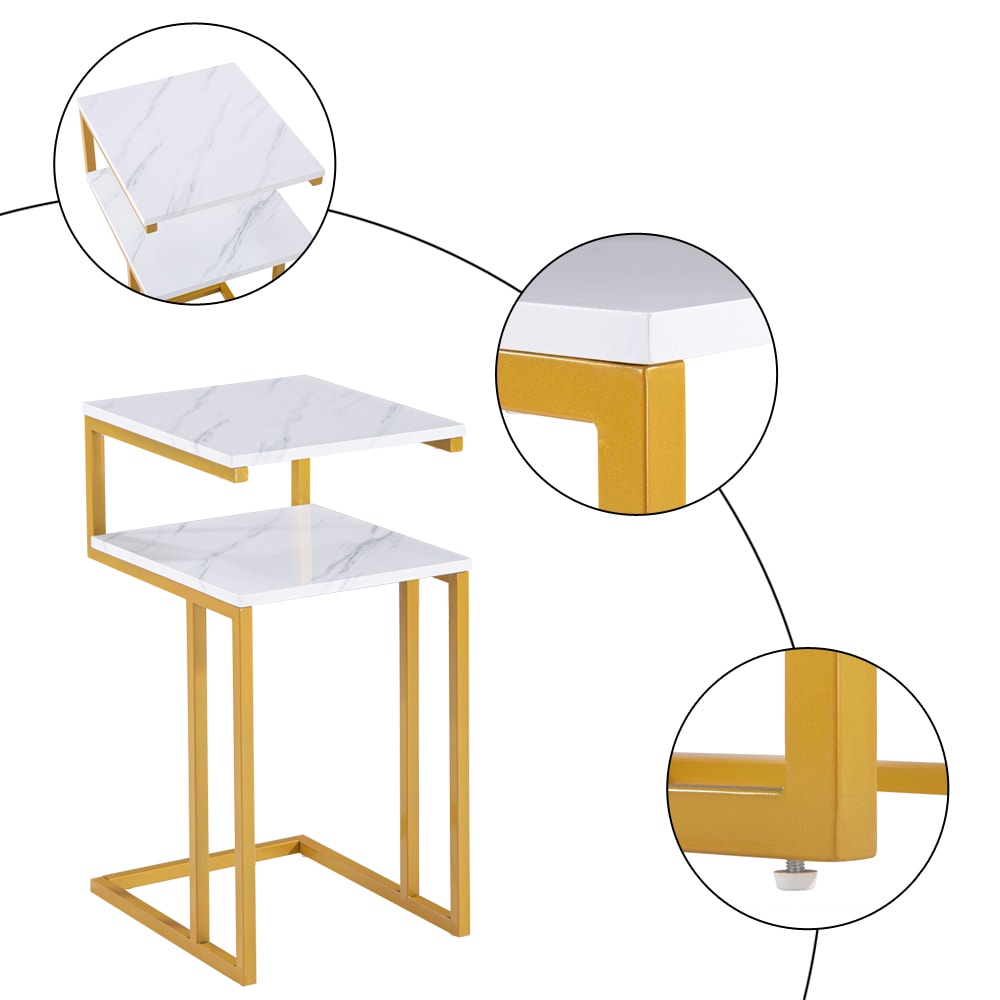 Outopee White Wood Modern End Table with Storage in the End Tables