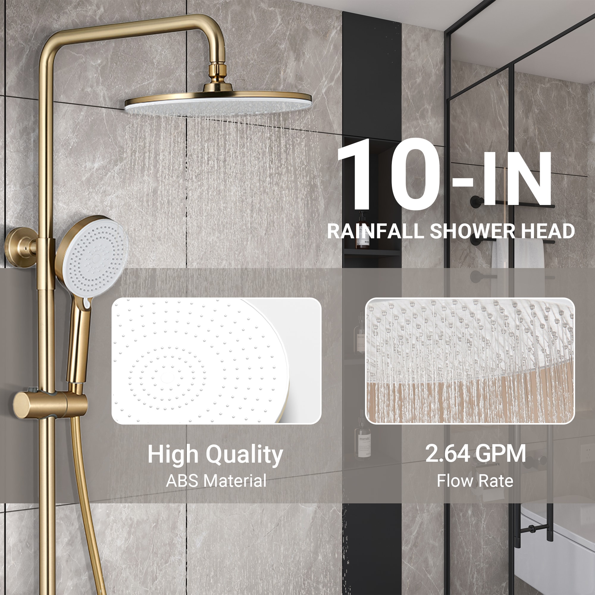 Mondawe AM-S008AC-10BG Showerhead-Bar-Panels - View #7