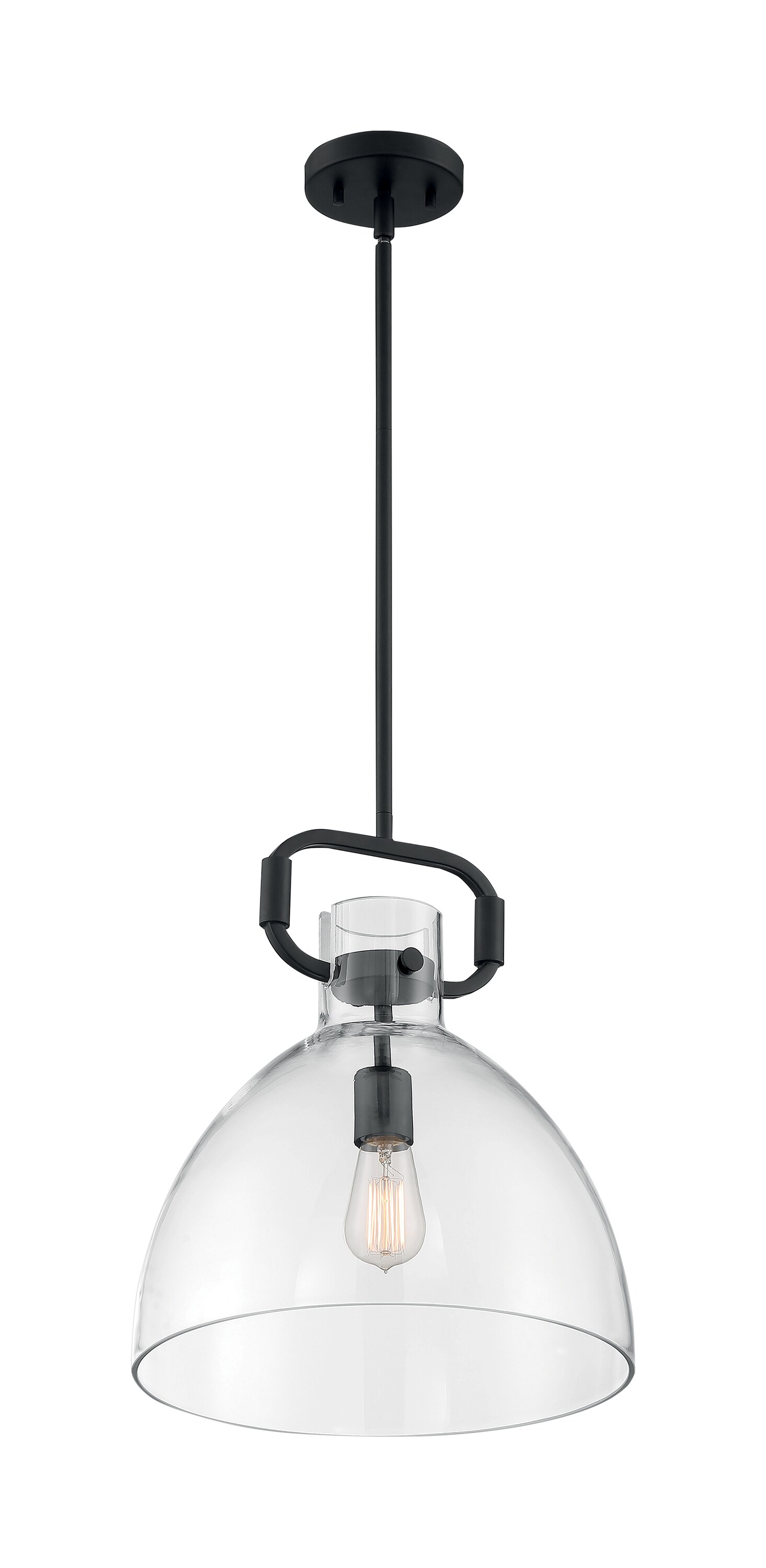 SATCO NUVO 60/7152 Teresa 1 -Light Matte Black Traditional Clear glass Dome Medium Hanging Pendant light