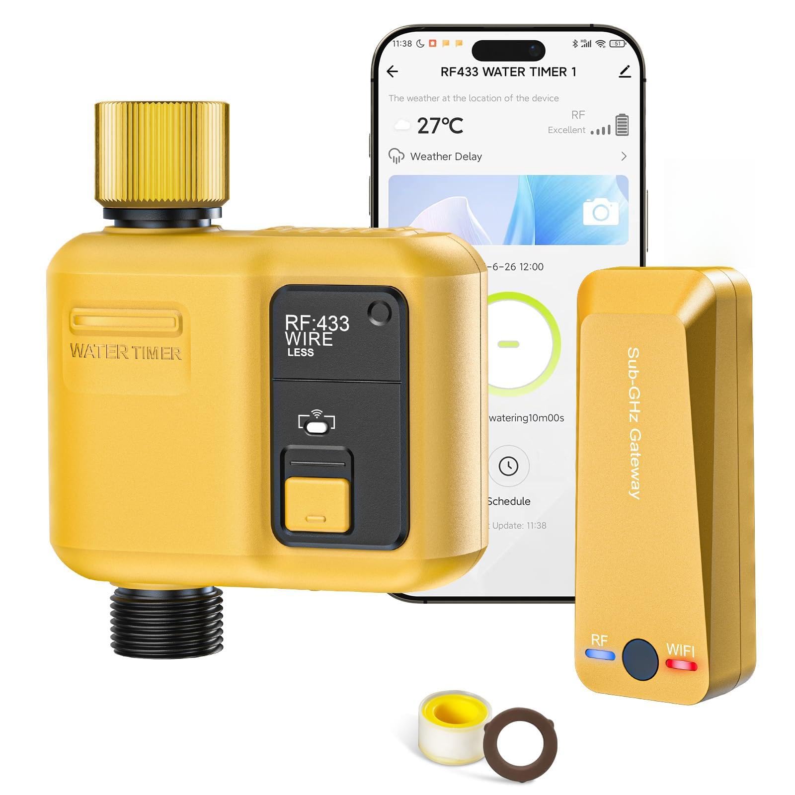 Anqtovp  WiFi Water Timer 1 Zone Smart Garden Hose Controller APP Voice Control Rain Delay Automatic Manual Irrigation 984ft Range Durable IP55