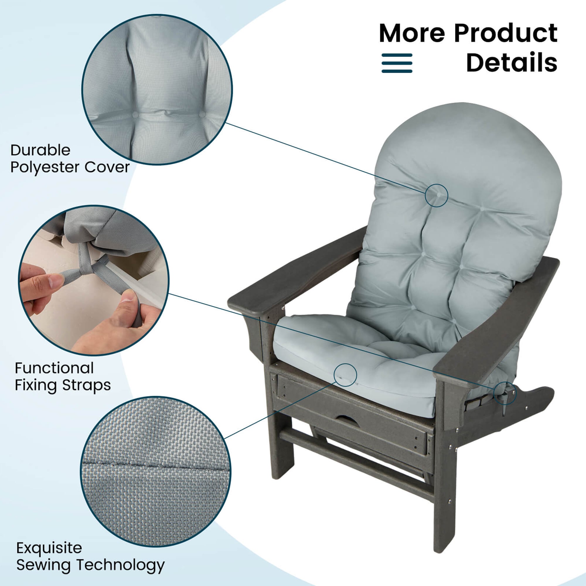 WELLFOR TDJ10877GR Patio-Furniture-Cushions - View #7