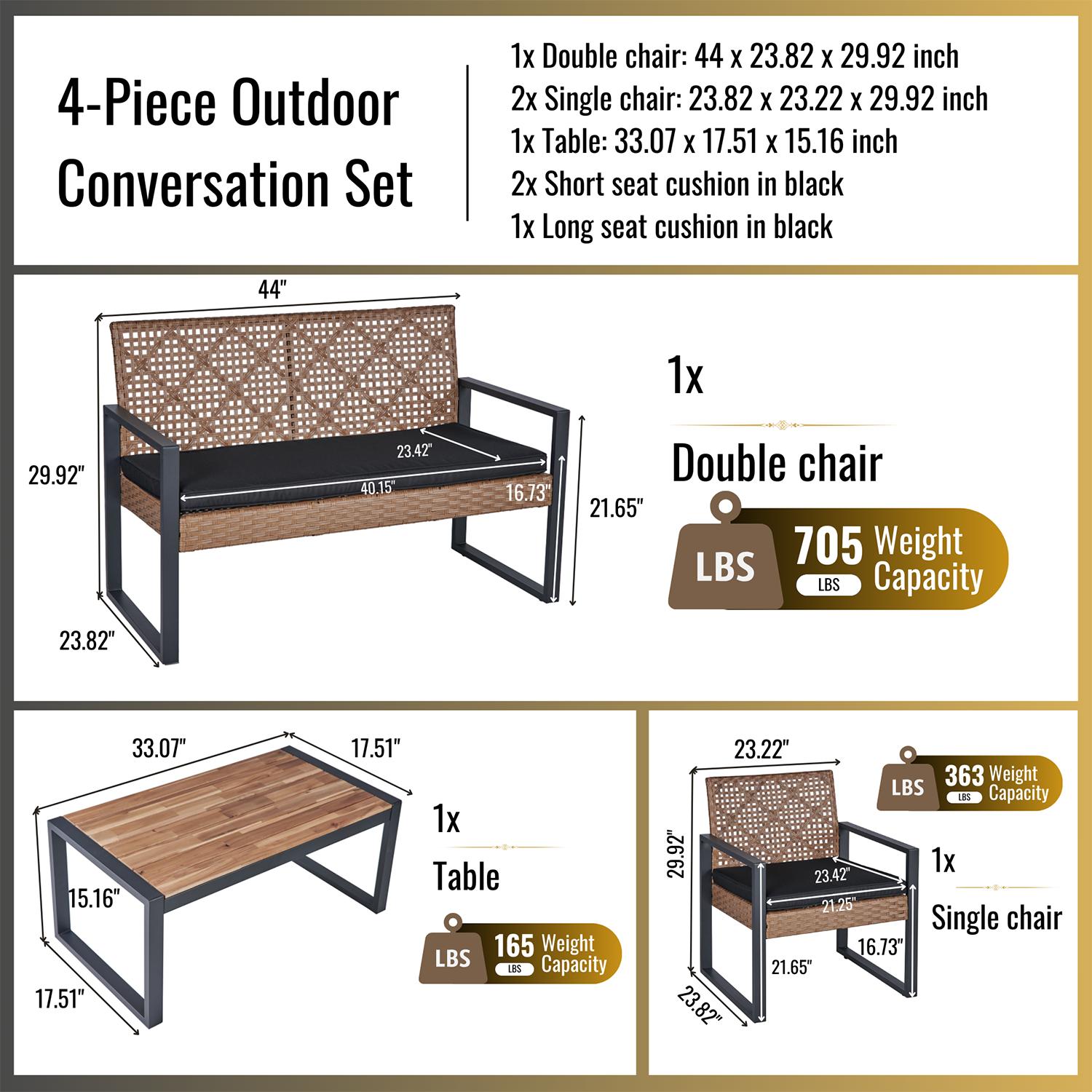 Mondawe MO-BEF49818 Patio-Conversation-Sets - View #8