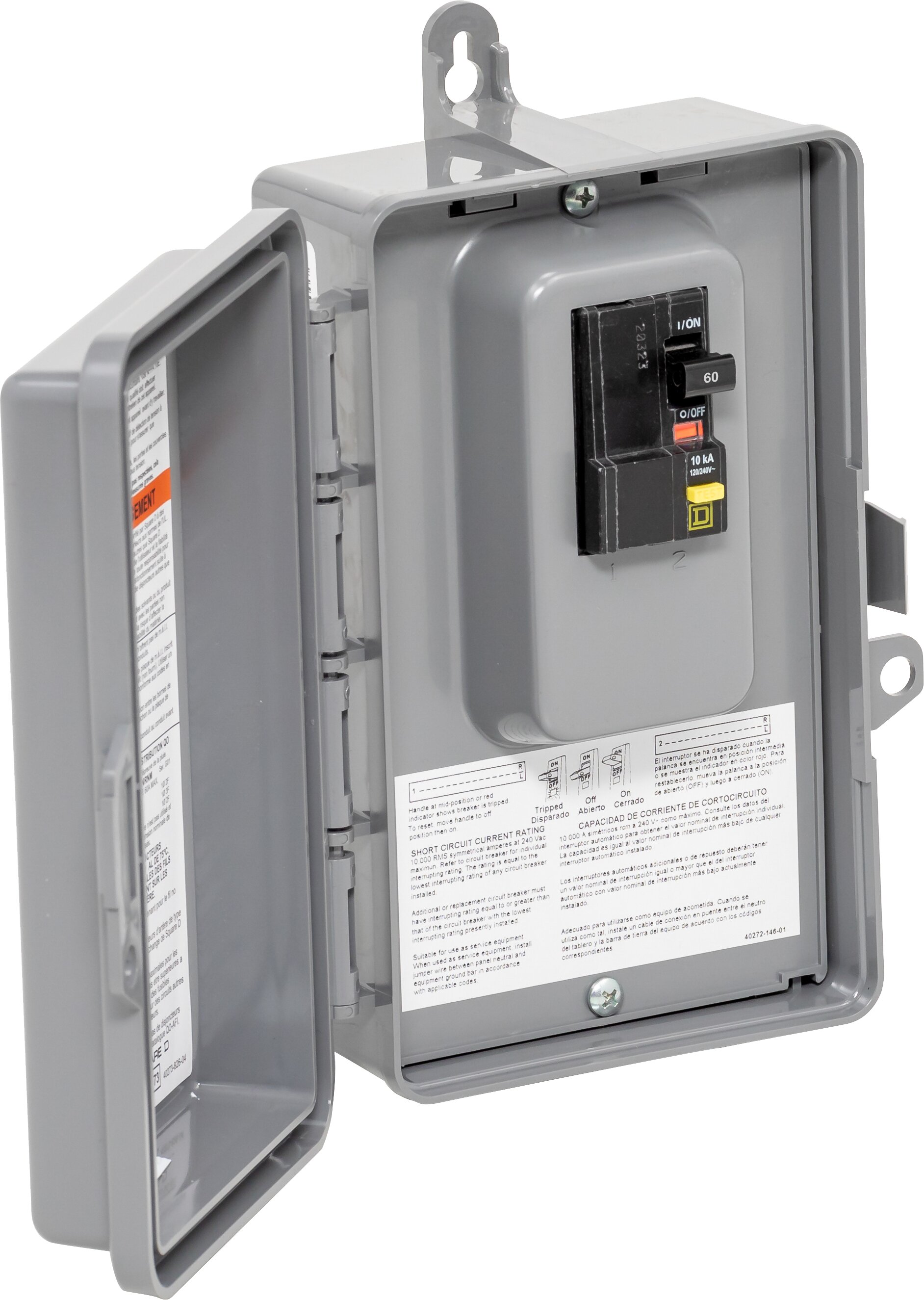 Square D 60 Amp 2-Pole General-duty Enclosed Circuit Breaker Disconnect ...