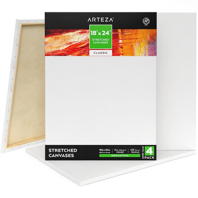 ARTEZA Arteza Stretched Canvas, Classic, White, 18x24, Large