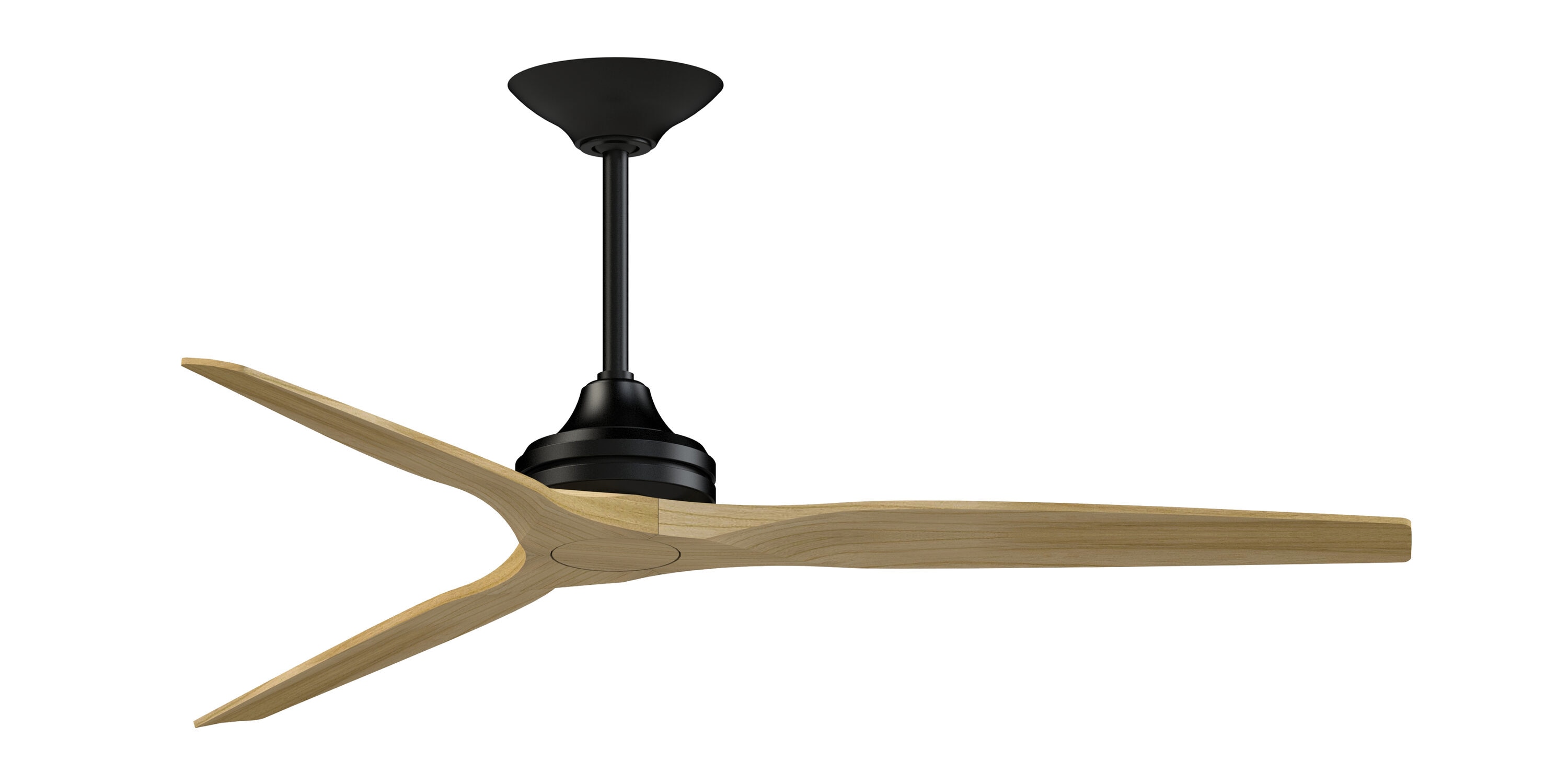 Fanimation FPD6721BBL-64N Spitfire 64-in Outdoor Smart Black with Natural Blades Propeller Ceiling Fan Light Kit Compatible - Remote Included ( 3 -Blade )