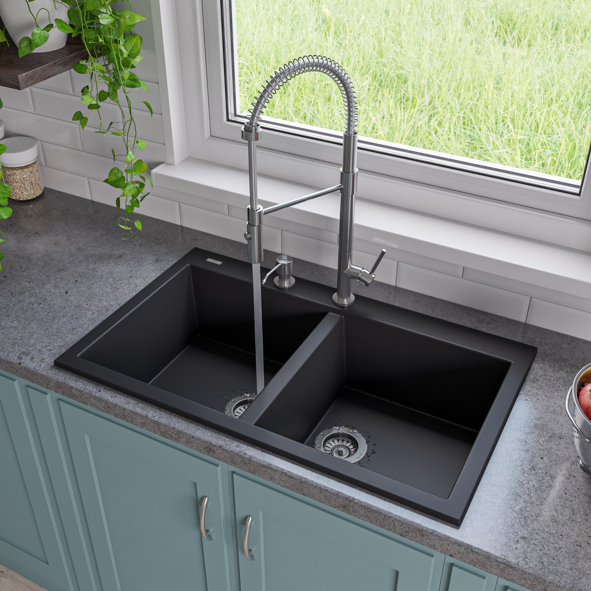 Brushed Nickel Commercial Spring Kitchen Faucet with Pull-out Spray