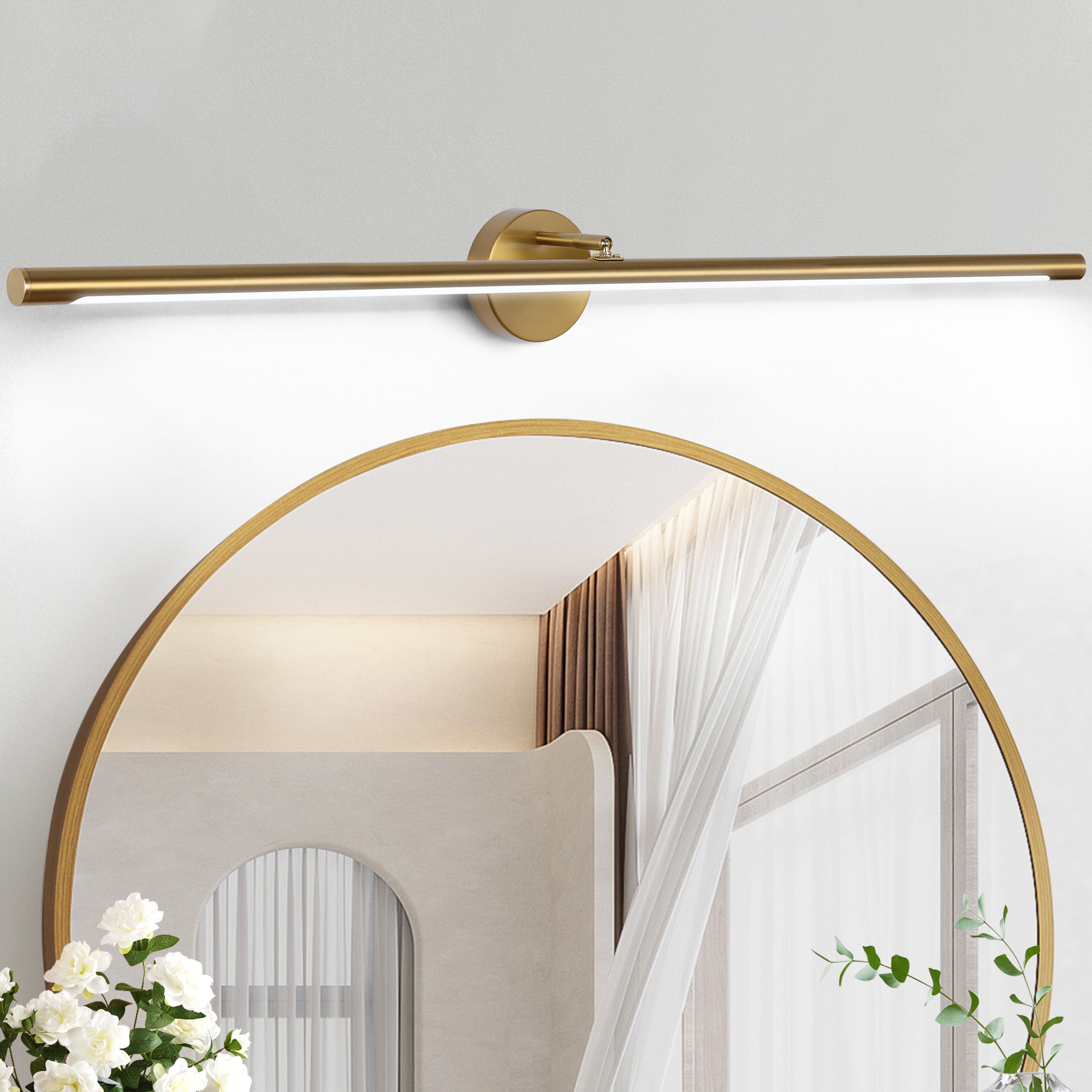 LamQee 06FTL0323CGD Vanity Lights for Mirror 39.4-in 1 -Light Brushed Gold Integrated LED Modern/contemporary Vanity light bar